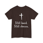 Christian Tee — "Not Perfect, Forgiven" Romans 5:8 Graphic T-Shirt (Still Loved / Still Chosen)