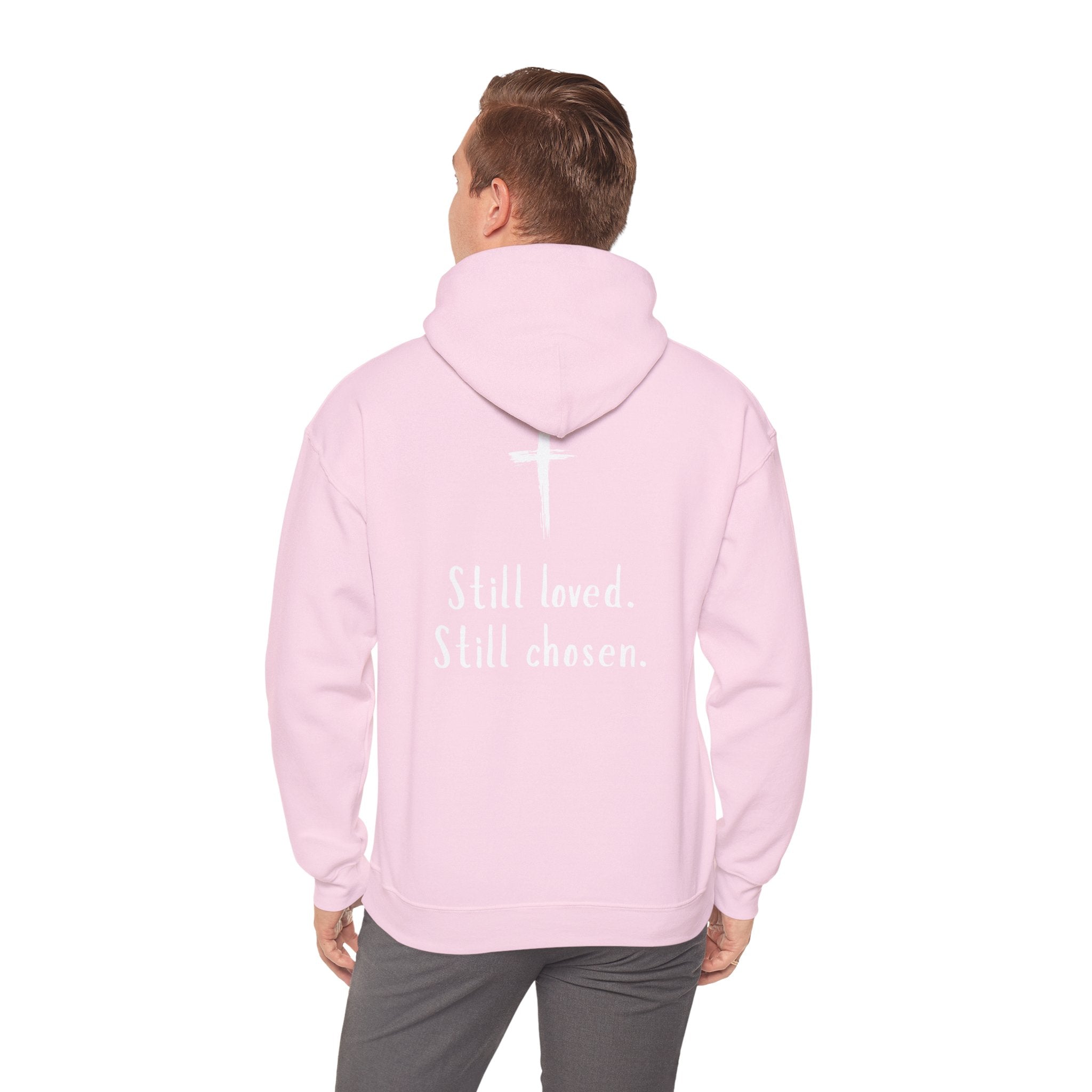 Not Perfect — Forgiven Hoodie | Christian Inspirational Sweatshirt (Romans 5:8, Still Loved/Still Chosen)
