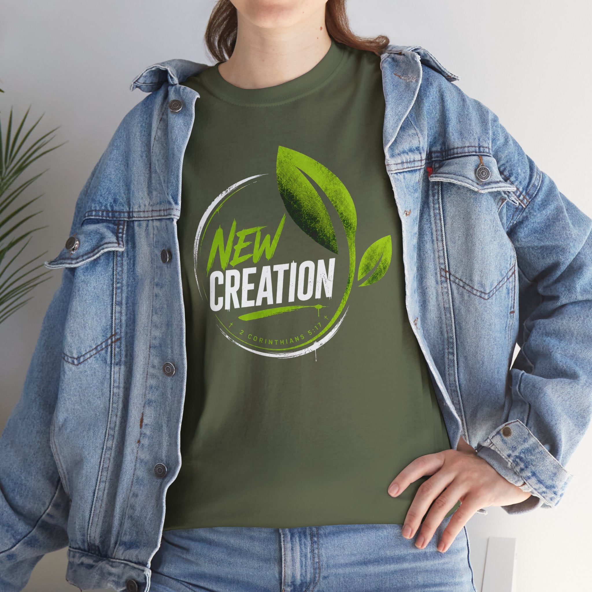 New Creation T-Shirt — Green Leaf Faith Tee