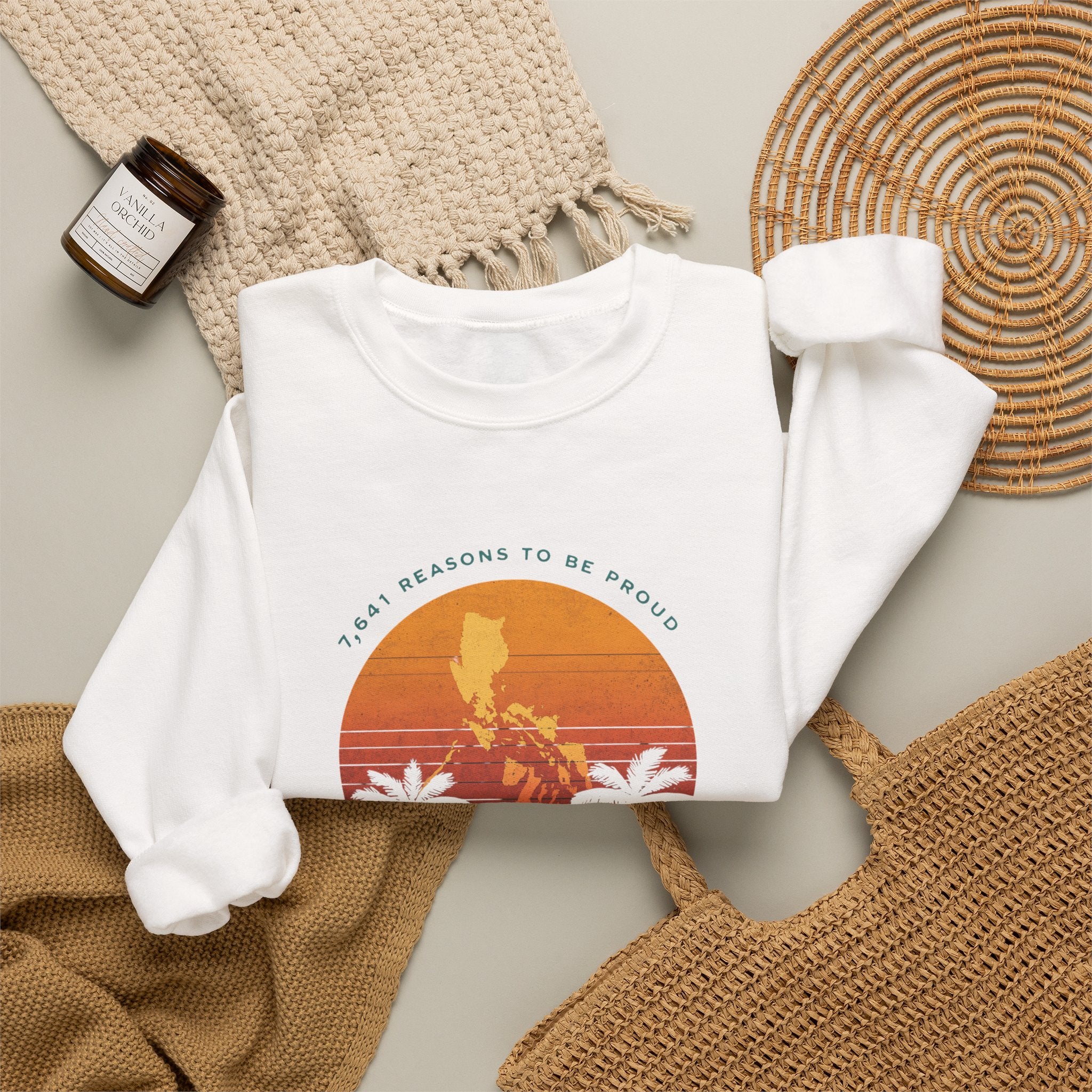 Filipino Crewneck Sweatshirt "Proud to Be Pinoy" Retro Sunset Pullover, Philippines Pride Apparel, Heritage Graphic Sweatshirt