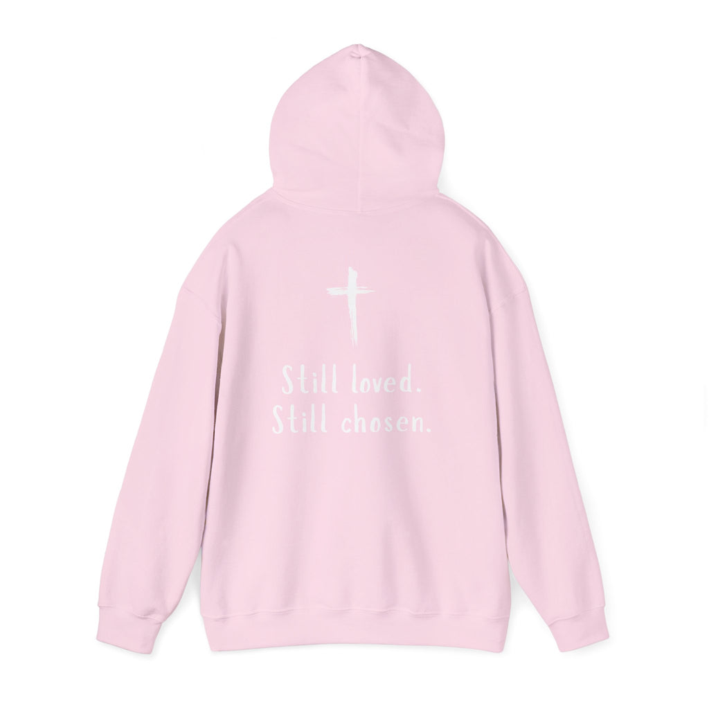 Not Perfect — Forgiven Hoodie | Christian Inspirational Sweatshirt (Romans 5:8, Still Loved/Still Chosen)