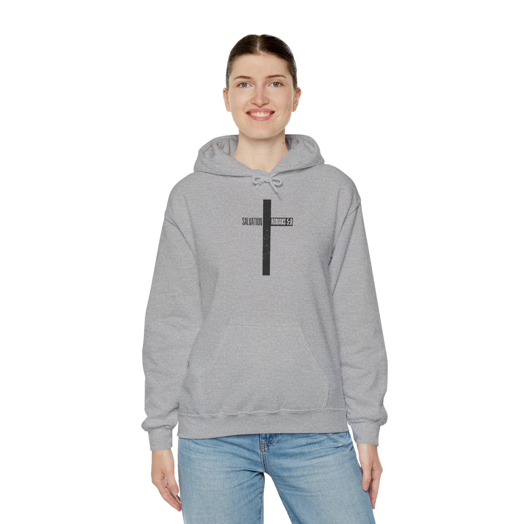 Faith Cross Salvation Hoodie — Minimalist Black Cross Christian Hoodie