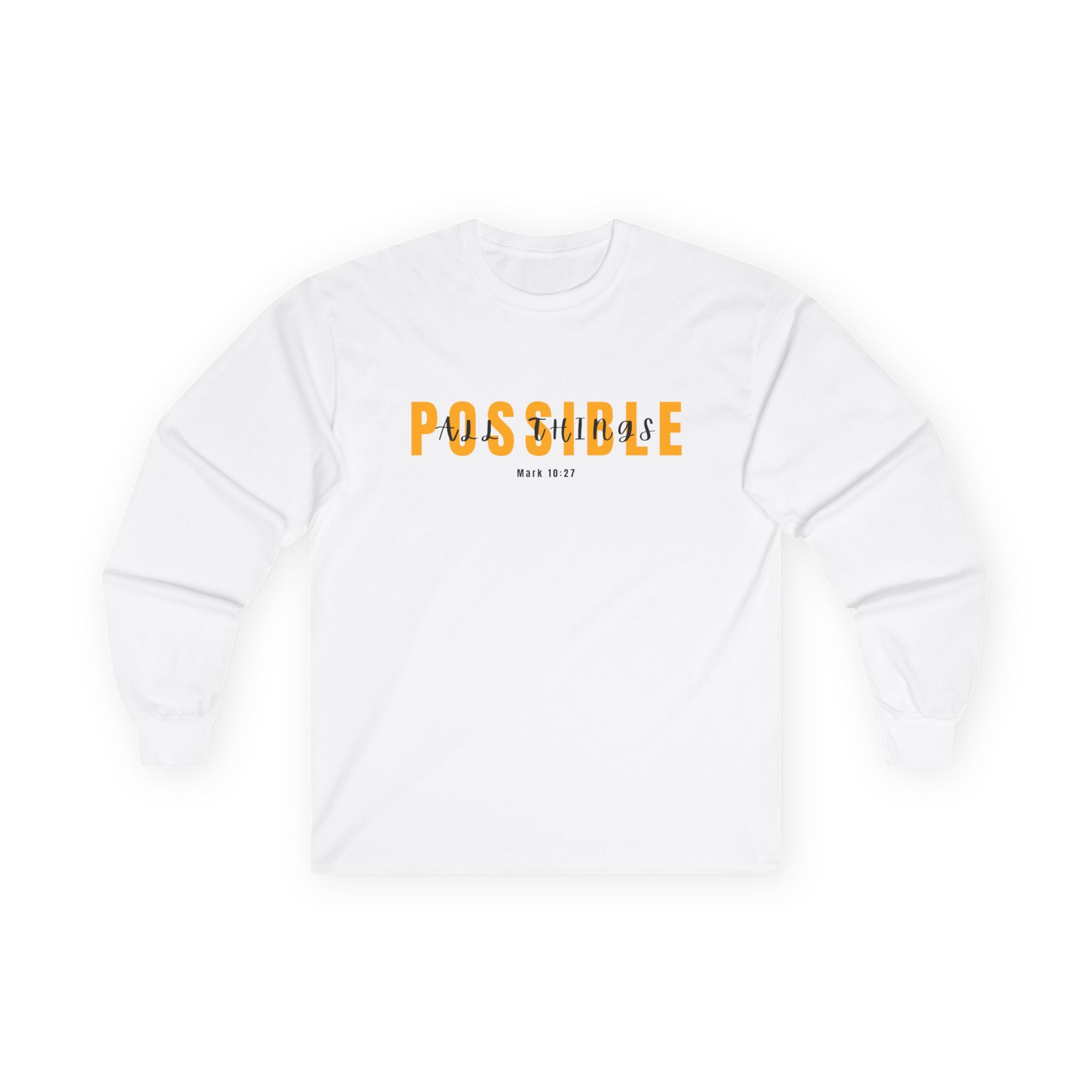 Possible Long Sleeve Christian Tee — Inspirational "Possible" Graphic Cotton Shirt