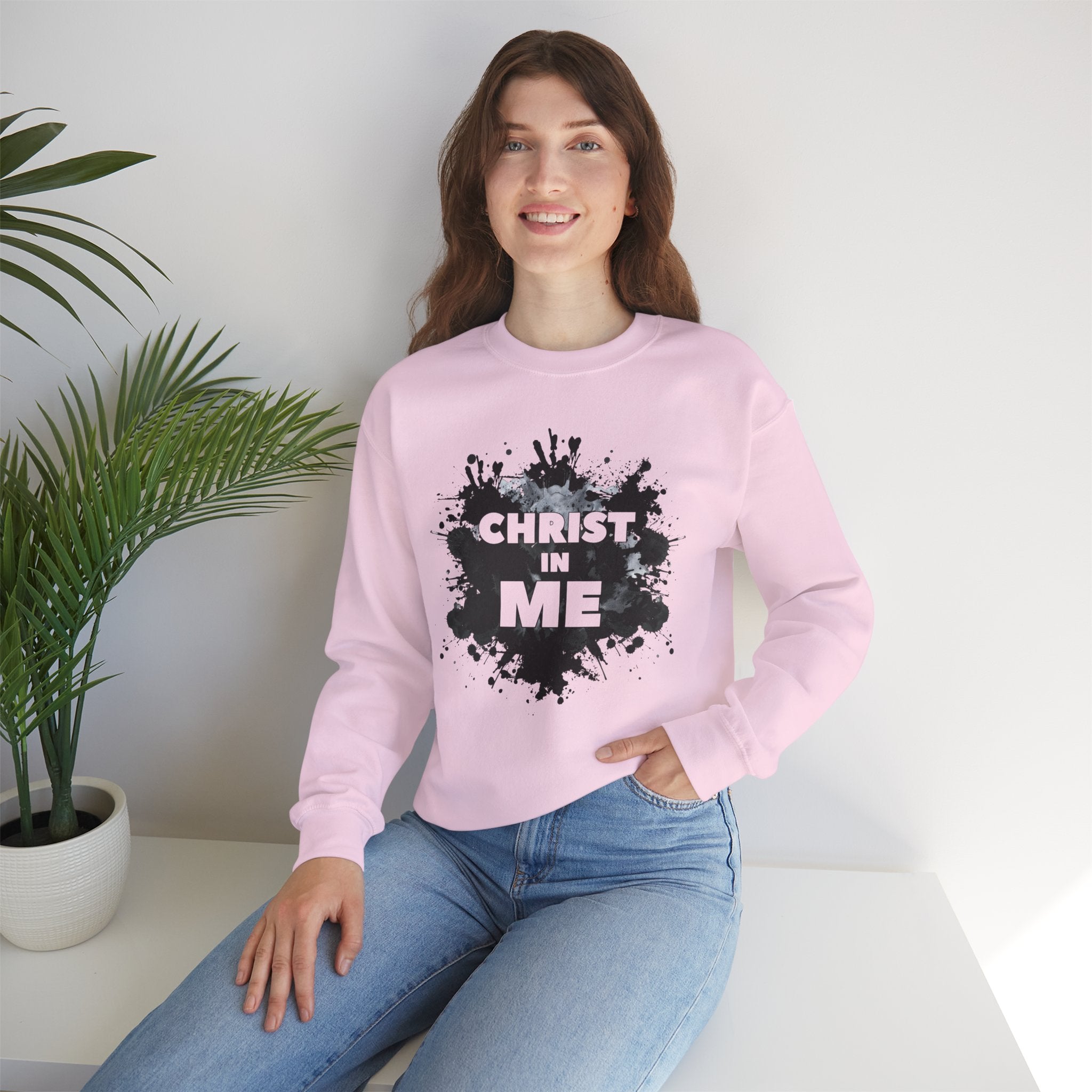 Christian Crewneck Sweatshirt "Christ in Me" Pullover, Galatians 2:20 Apparel, Inspirational Religious Graphic Sweatshirt