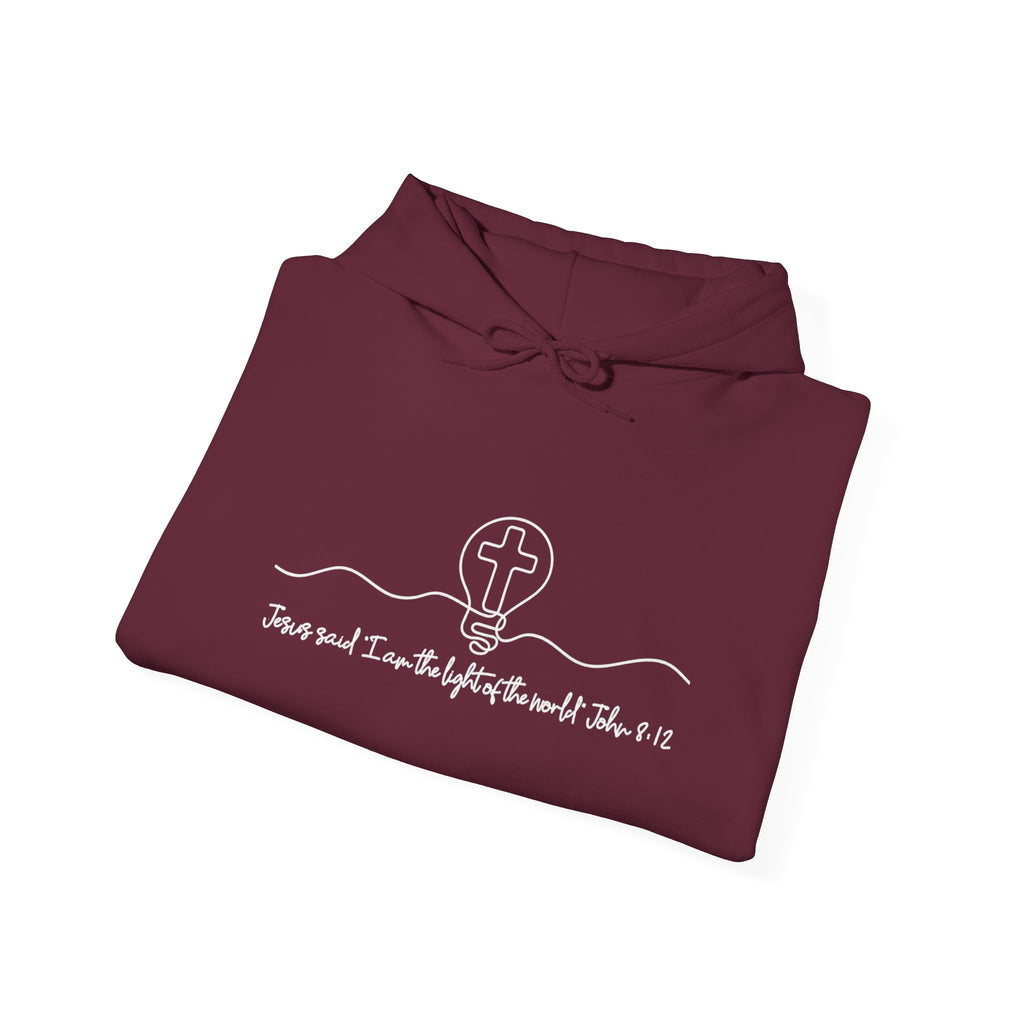 Christian Hoodie with Light of the World and Cross Design – Faith Comfort Sweatshirt