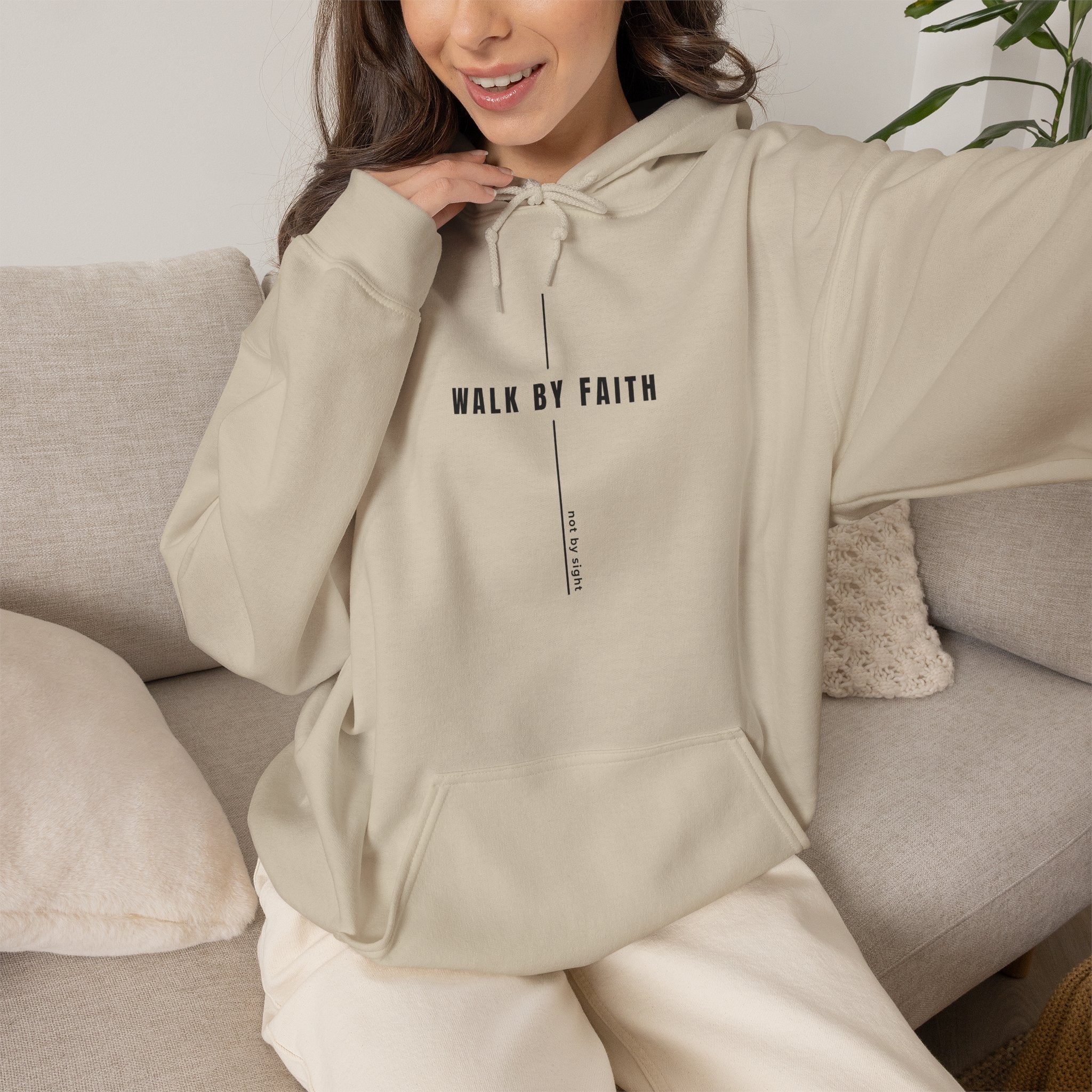 Walk By Faith Hoodie — Minimal Christian Inspirational Sweatshirt