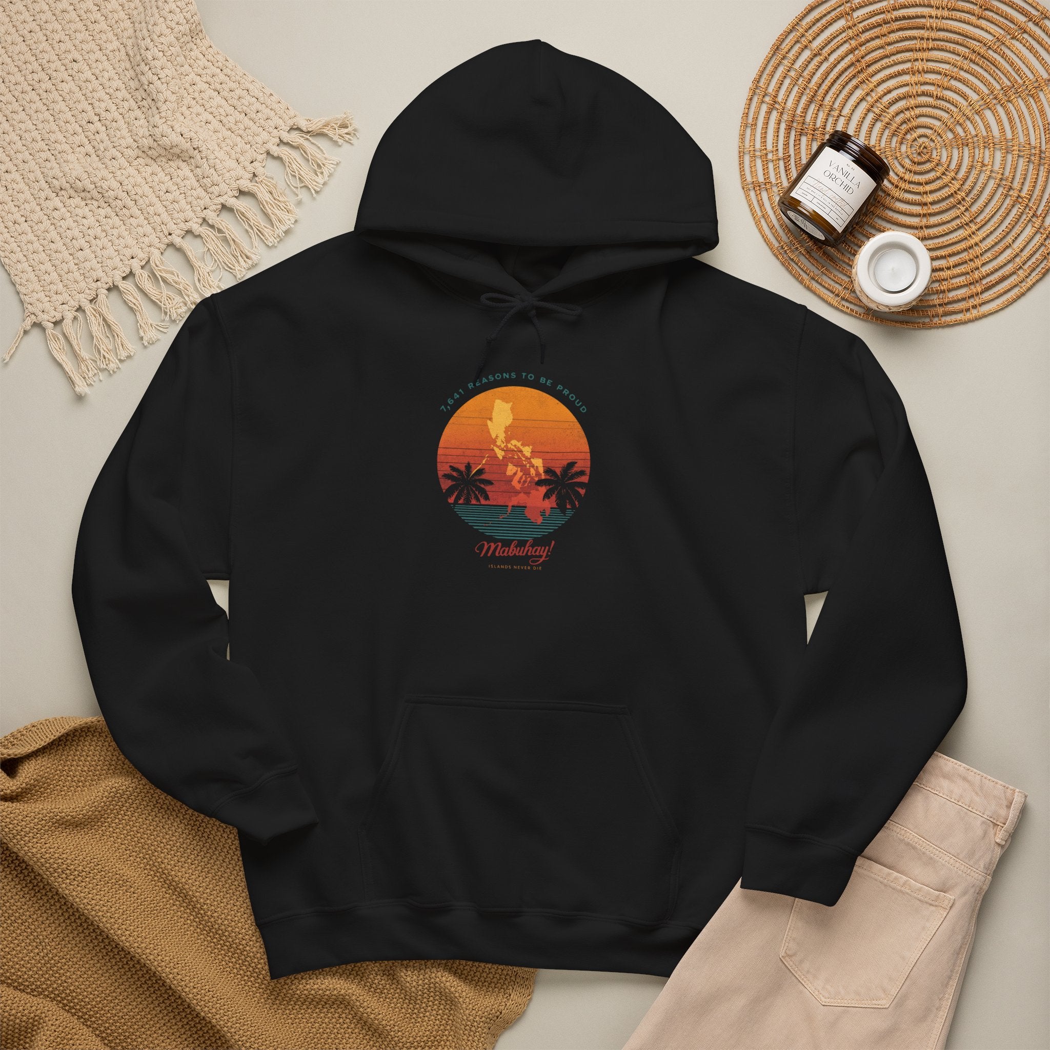 Hoodie • Mabuhay Sunset Palm Graphic — "Philippines" Retro Beach Vibes