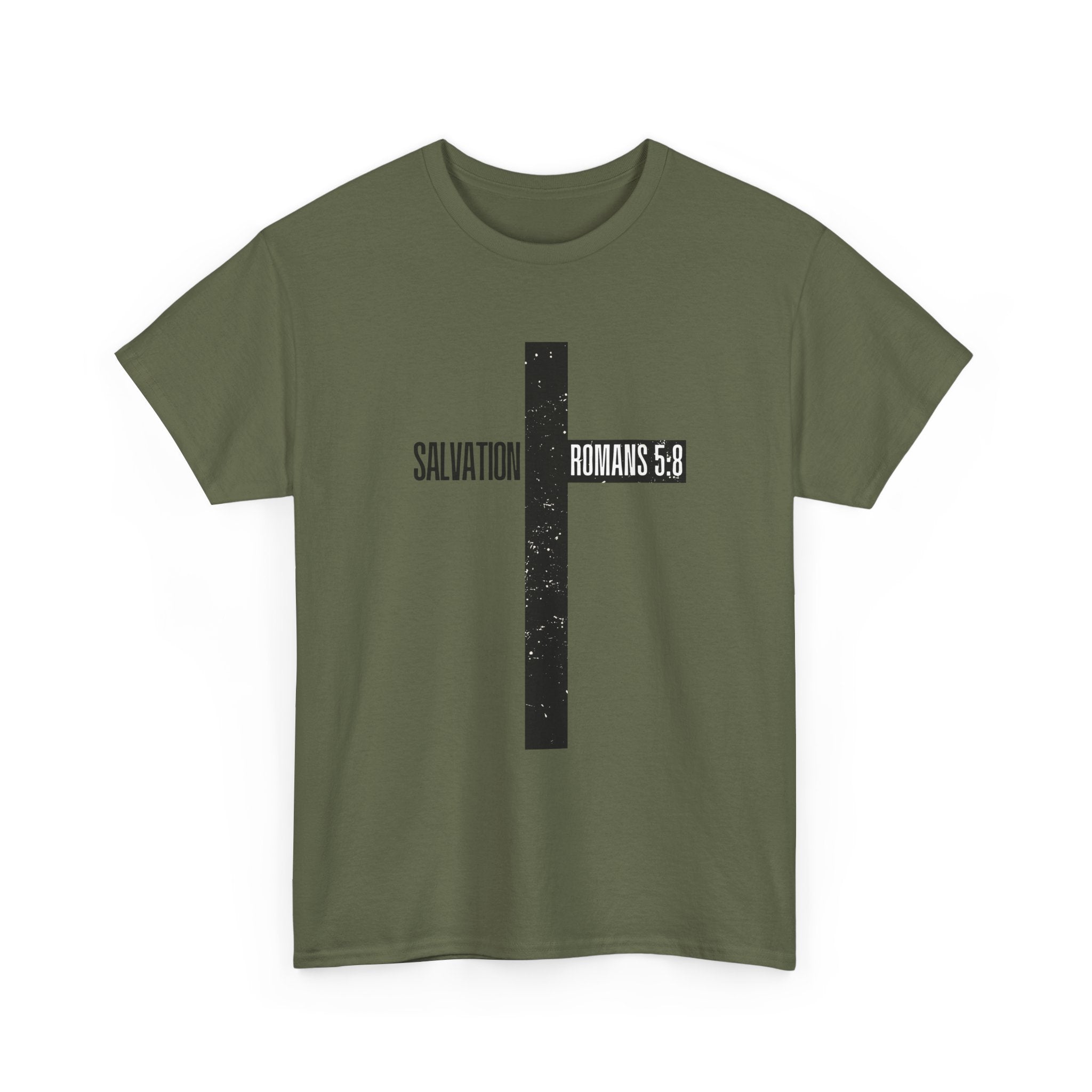Christian Cross T-Shirt — "Salvation Romans 5:8" Faith Tee