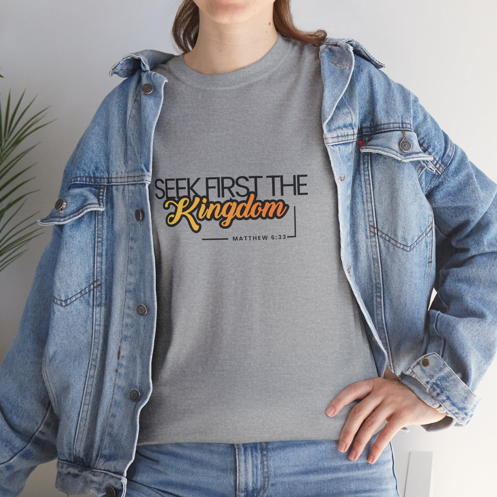 Seek First the Kingdom Tee — Christian Faith Graphic T-Shirt (Matthew 6:33)