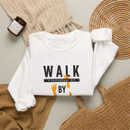 Christian Crewneck Sweatshirt "Walk By Faith" Pullover, 2 Corinthians 5:7 Apparel, Inspirational Faith Graphic Sweatshirt