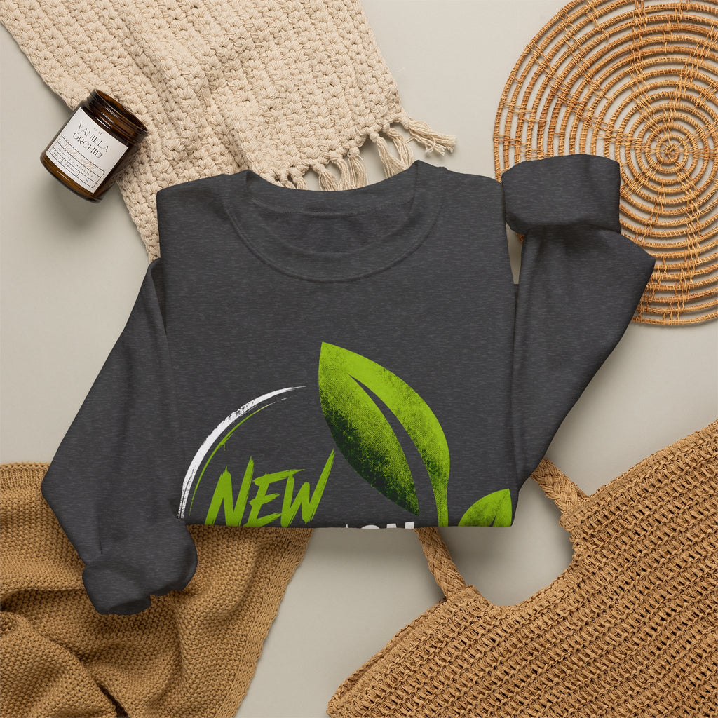 Christian Crewneck Sweatshirt "New Creation" Pullover, 2 Corinthians 5:17 Scripture Apparel, Green Leaf Graphic Sweatshirt