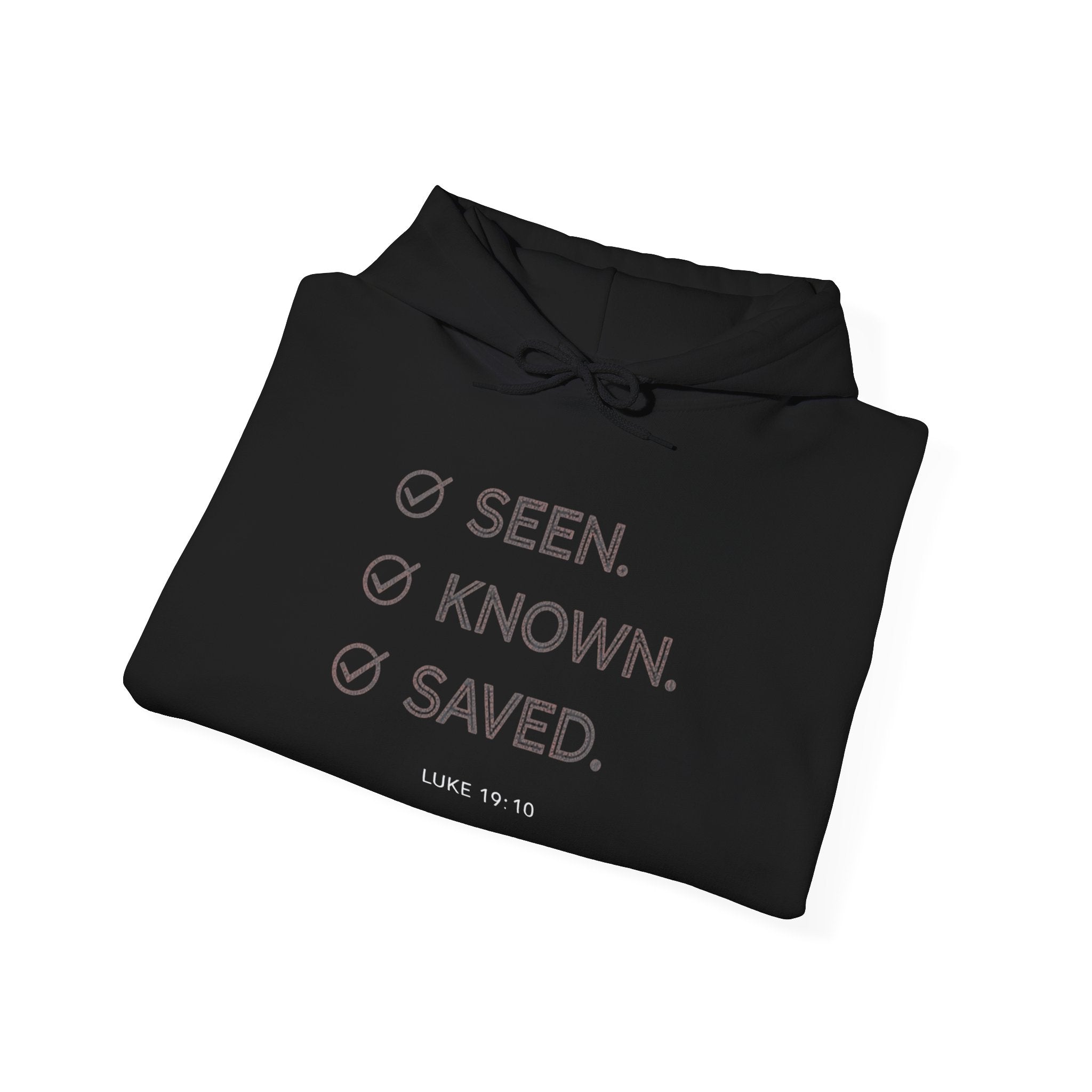Seen. Known. Saved. Hoodie — Christian Faith Pullover (Luke 19:10)