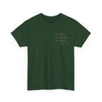 Black Text-Pattern T-Shirt — Seen Known Saved Christian Typography Graphic Tee