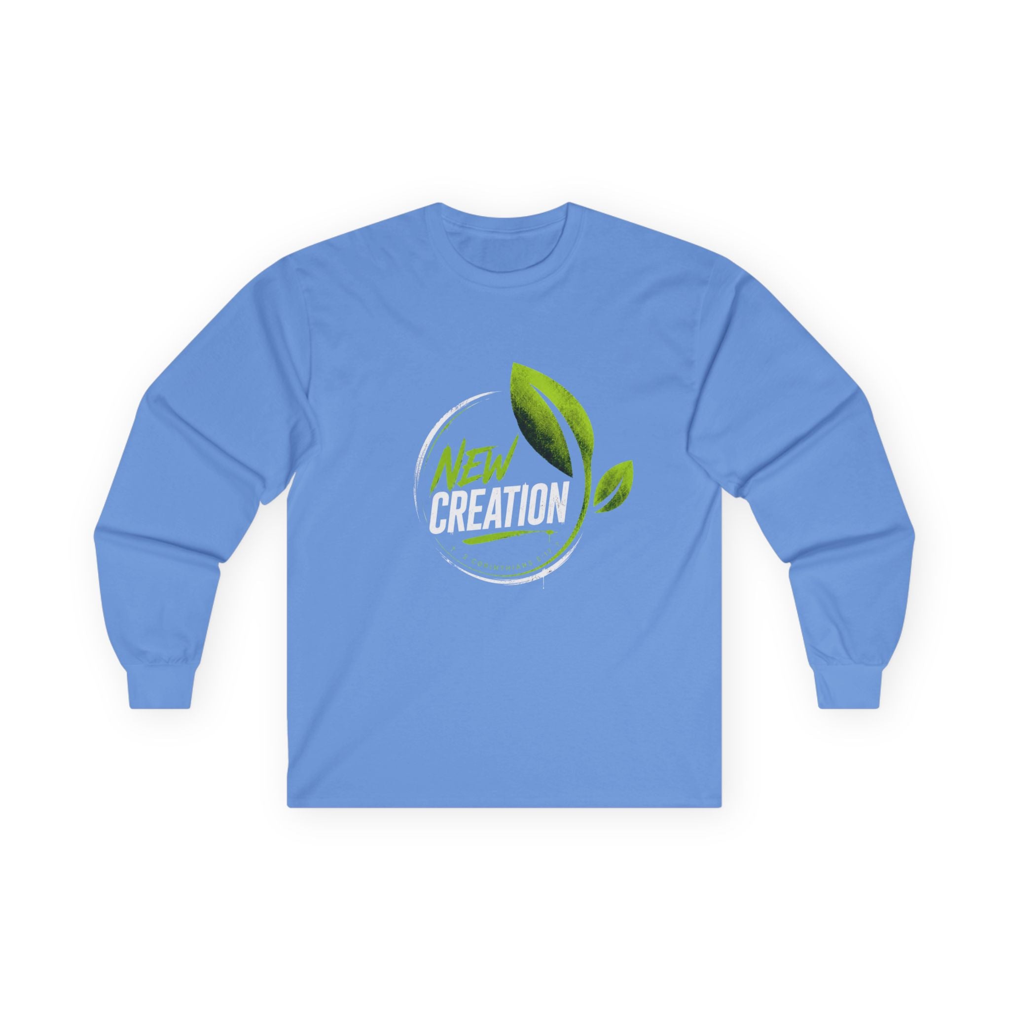 New Creation Long Sleeve Christian Tee — Green Leaf Faith Graphic