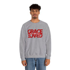 Crewneck Sweatshirt — "Grace Powered By God" Christian Faith Pullover (Ephesians 2:8)