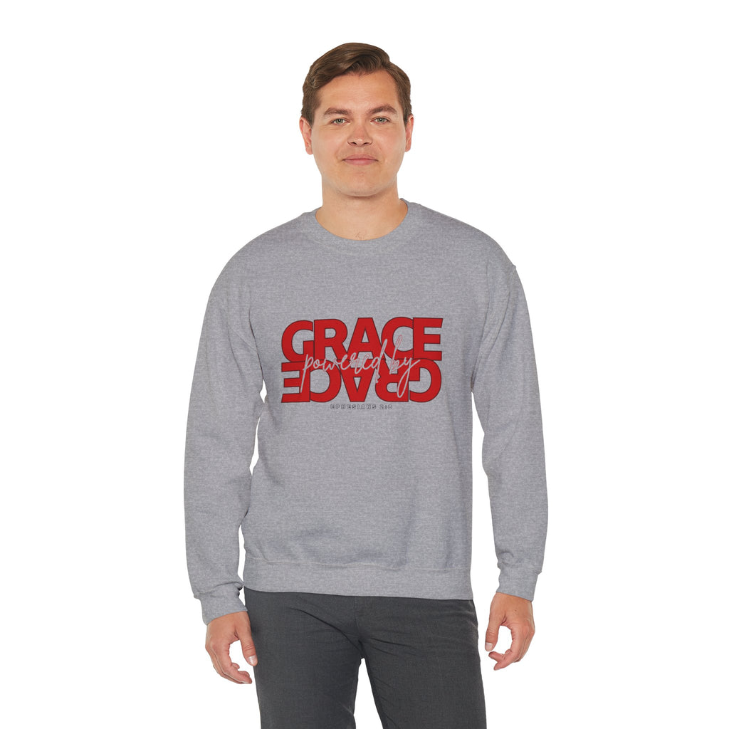 Christian Crewneck Sweatshirt "Grace" Reversed Pullover, Modern Minimalist Faith Apparel, Unique Graphic Scripture Sweater