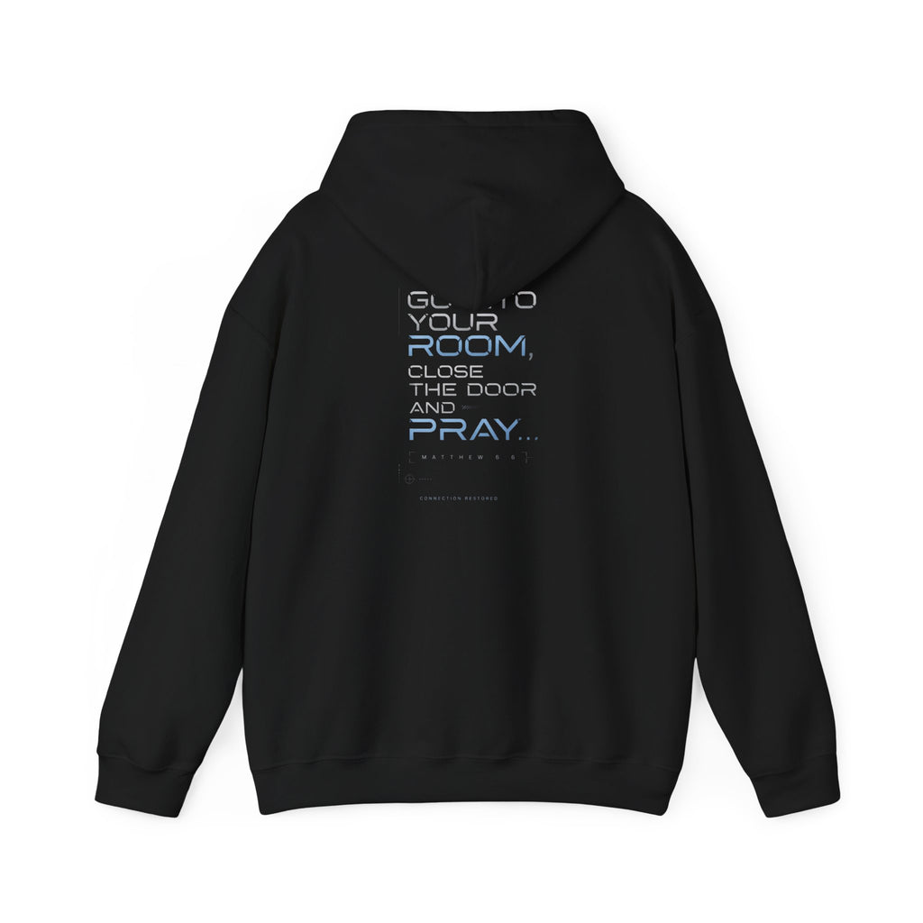 Christian Hoodie "Offline" Wi-Fi Symbol Pullover, Go Into Your Room Quote Back Print, Faith Streetwear Sweatshirt