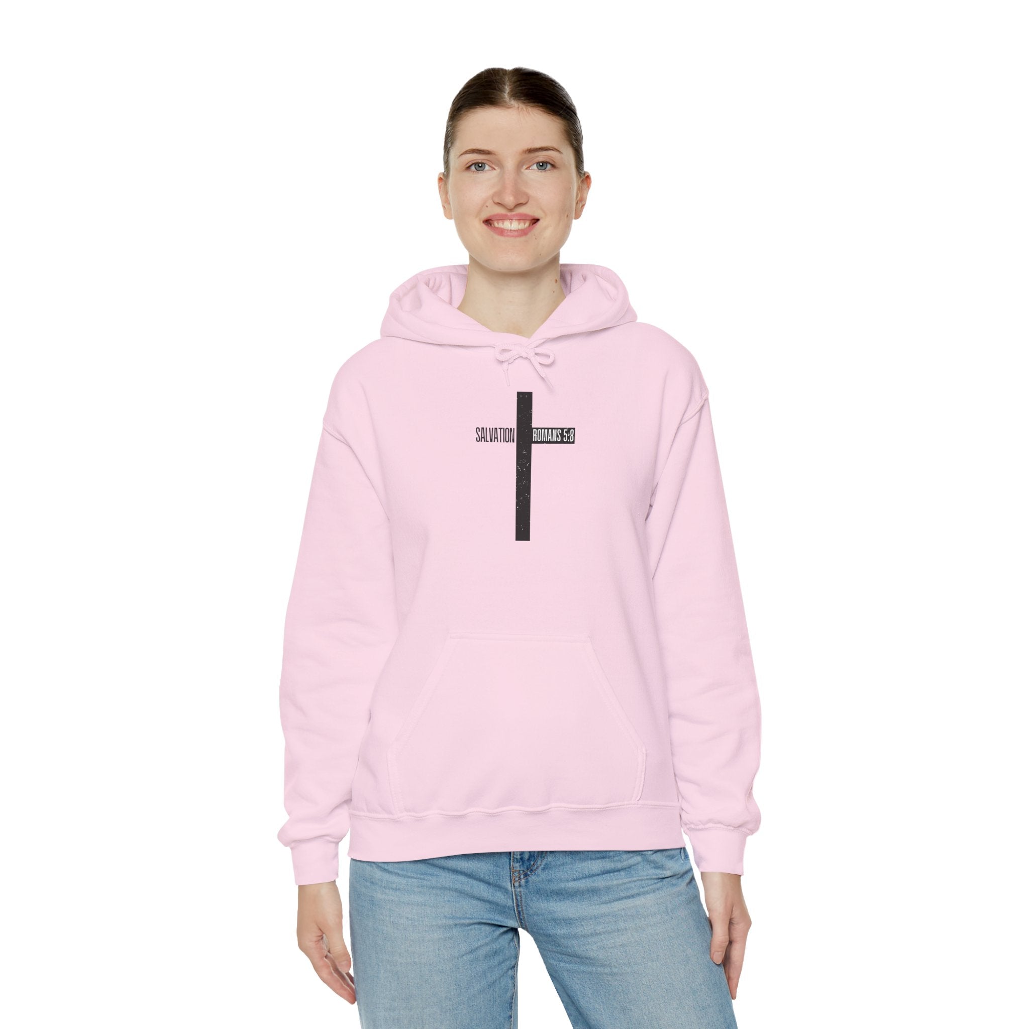 Faith Cross Salvation Hoodie — Minimalist Black Cross Christian Hoodie