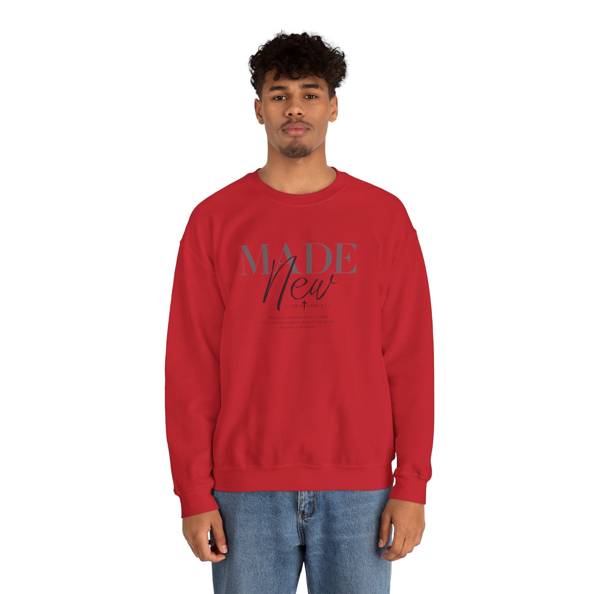 Minimalist Crewneck Sweatshirt "Made New" Pullover, Inspirational Christian Clothing, Aesthetic Daily Reminder Sweatshirt