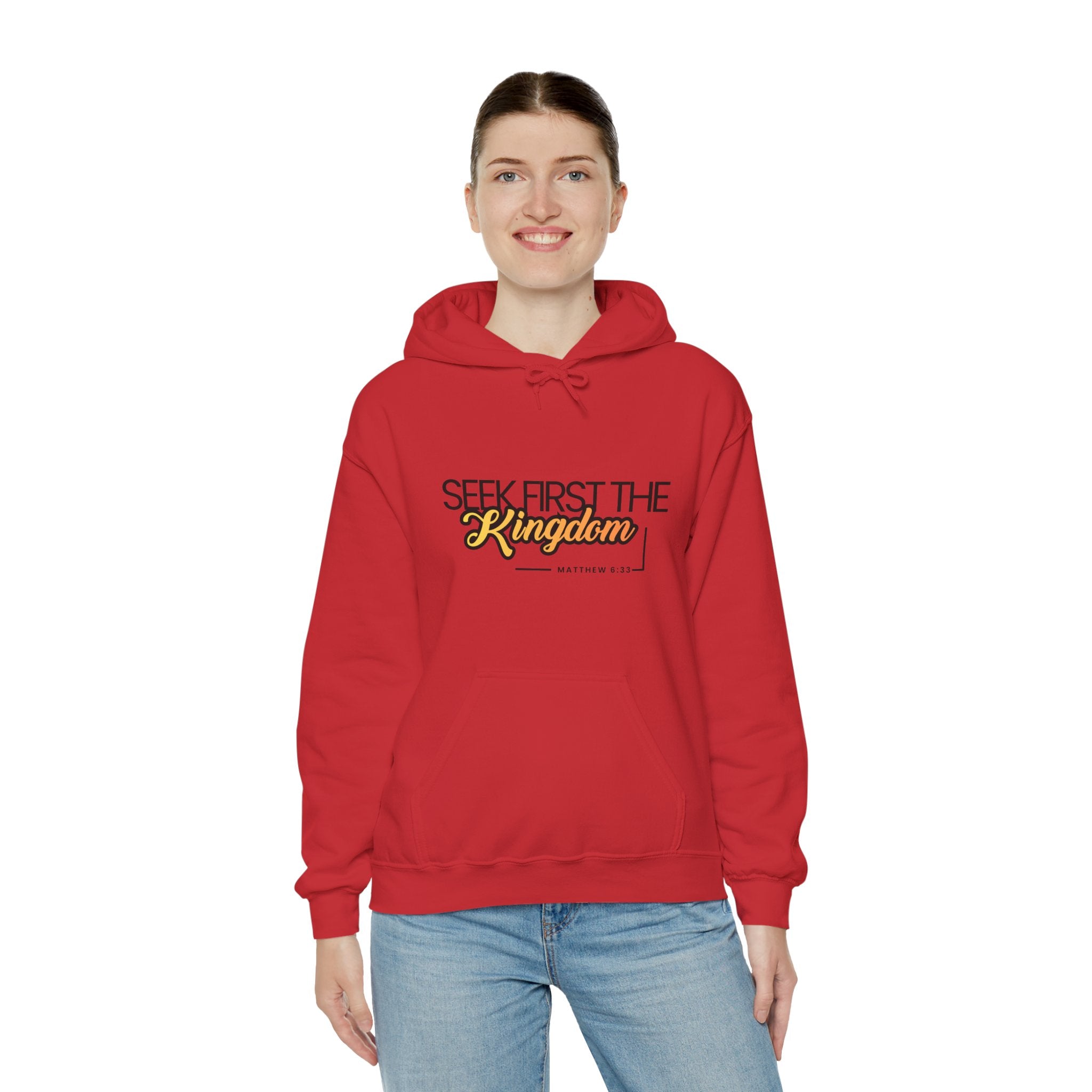 Seek First the Kingdom Hoodie – Christian Faith Scripture Sweatshirt (Matthew 6:33)