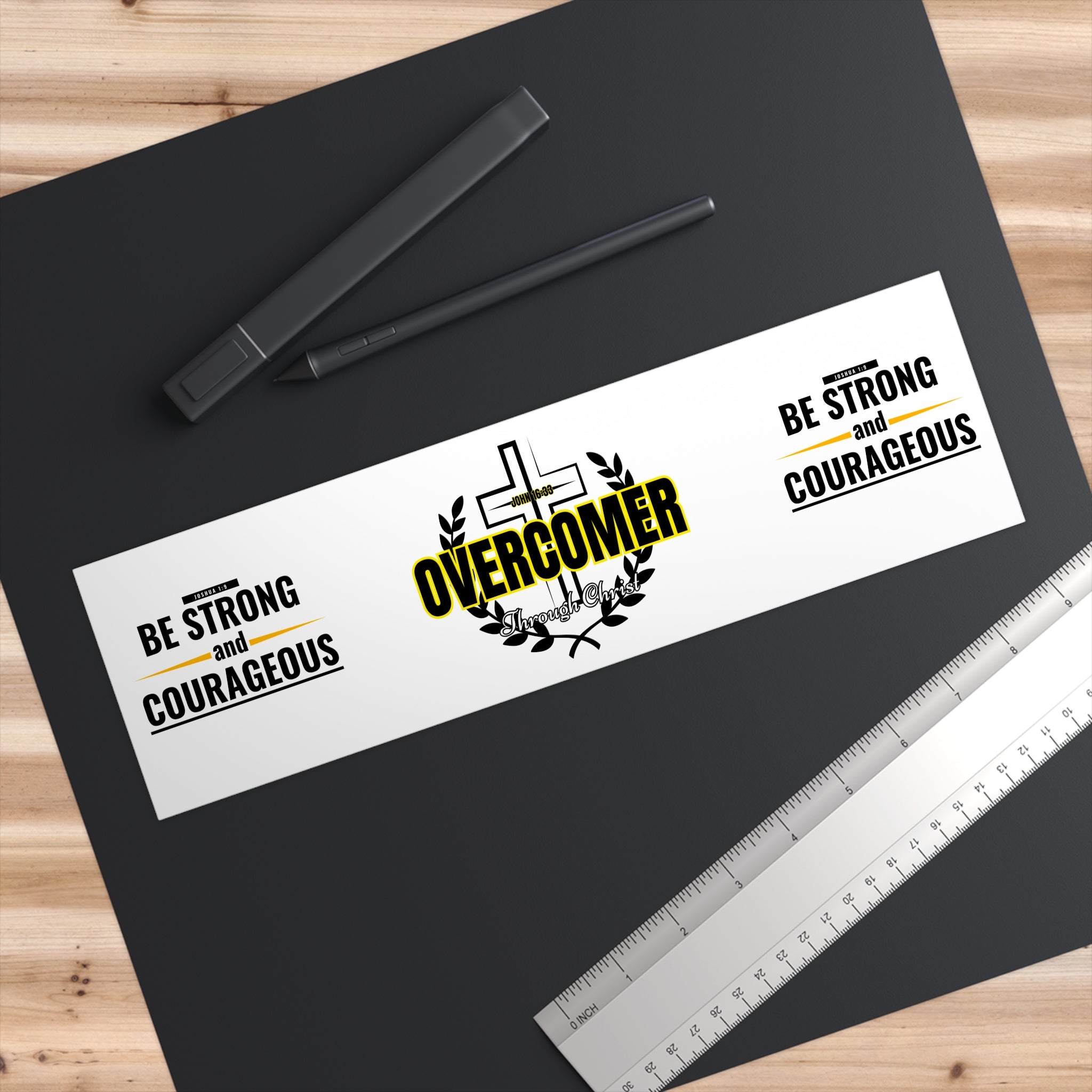 Overcomer Bumper Sticker — 'Be Strong and Courageous' Christian Faith Decal