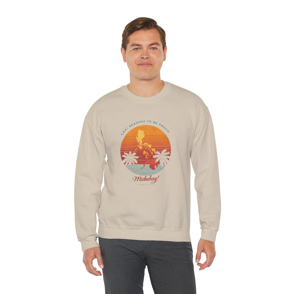 Filipino Crewneck Sweatshirt "Proud to Be Pinoy" Retro Sunset Pullover, Philippines Pride Apparel, Heritage Graphic Sweatshirt