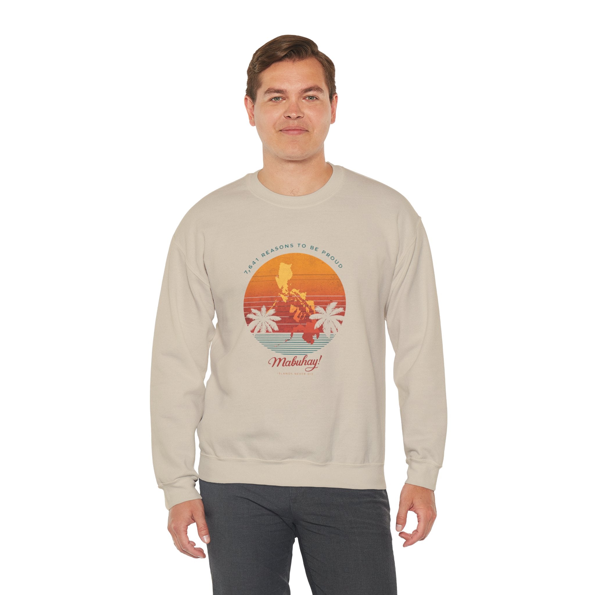 Filipino Crewneck Sweatshirt "Proud to Be Pinoy" Retro Sunset Pullover, Philippines Pride Apparel, Heritage Graphic Sweatshirt