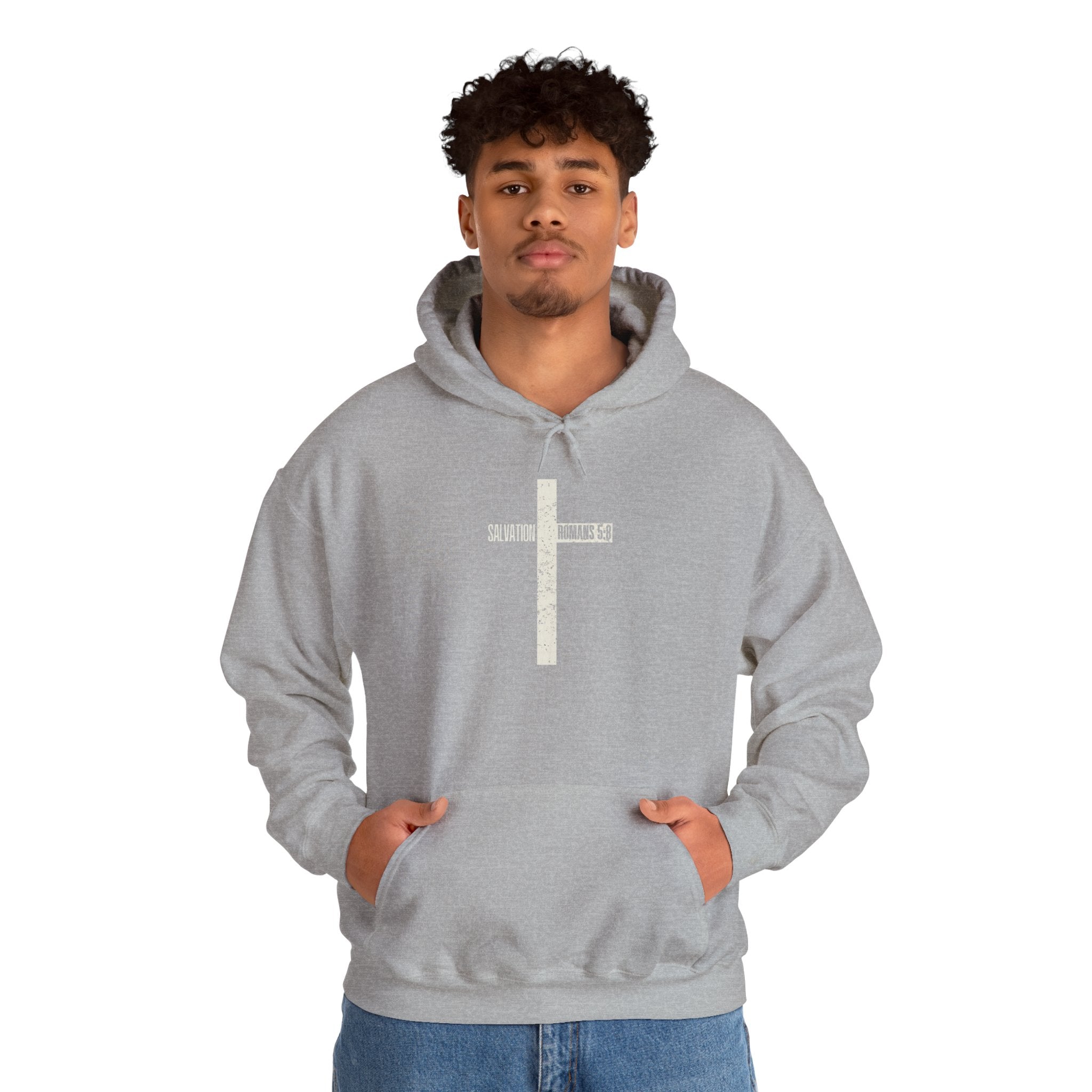 Christian Cross Salvation Hoodie – "Saved By Grace" Faith Graphic Pullover