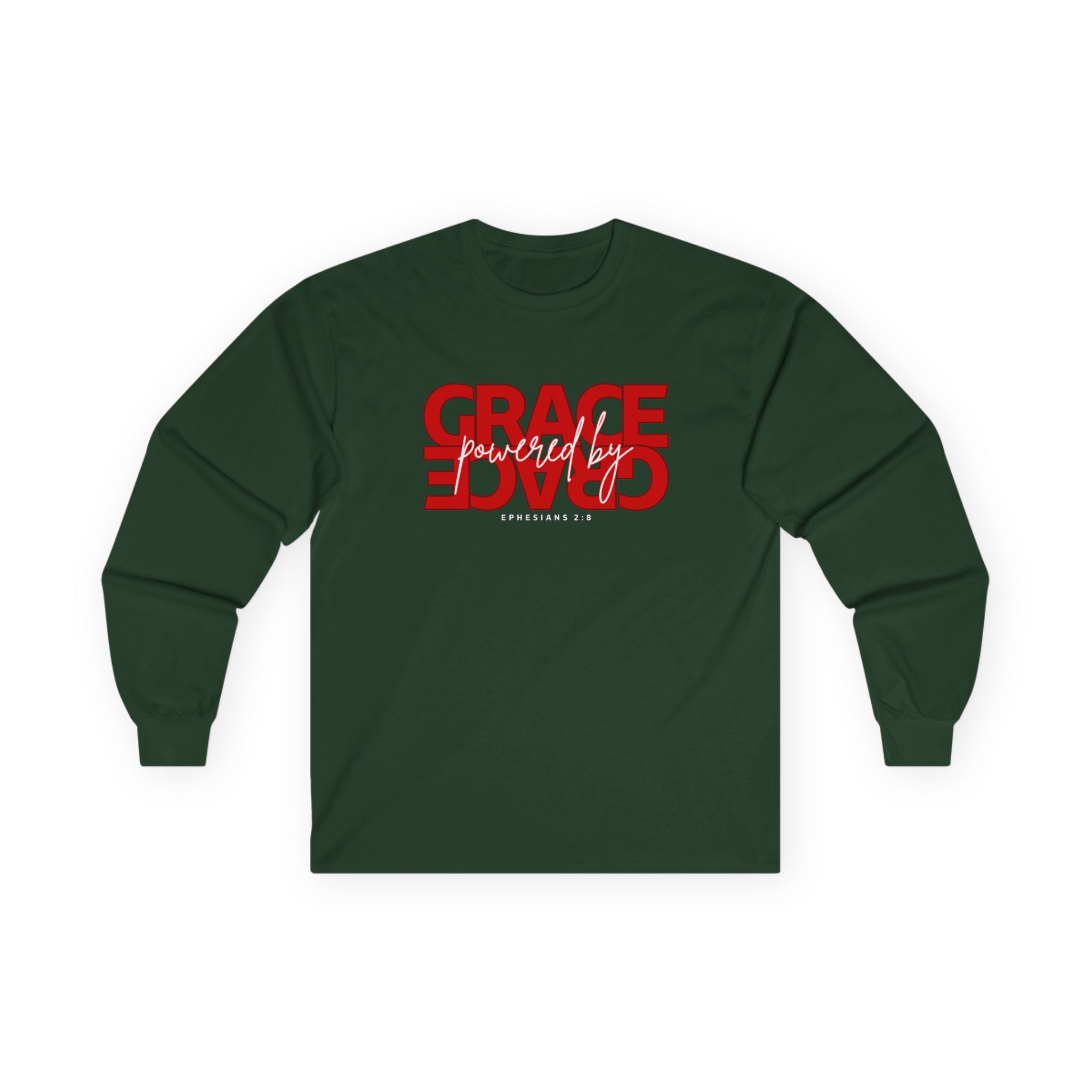 By Grace Long Sleeve Tee — Inspirational Christian Graphic Shirt