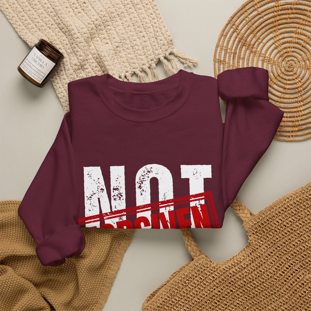 Christian Crewneck Sweatshirt — "Not Perfect, Forgiven" (Romans 5:8)