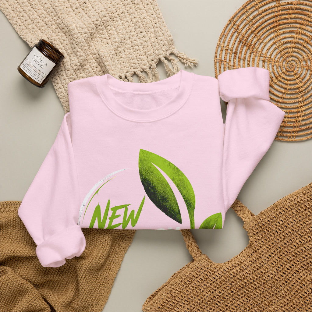 Christian Crewneck Sweatshirt "New Creation" Pullover, 2 Corinthians 5:17 Scripture Apparel, Green Leaf Graphic Sweatshirt