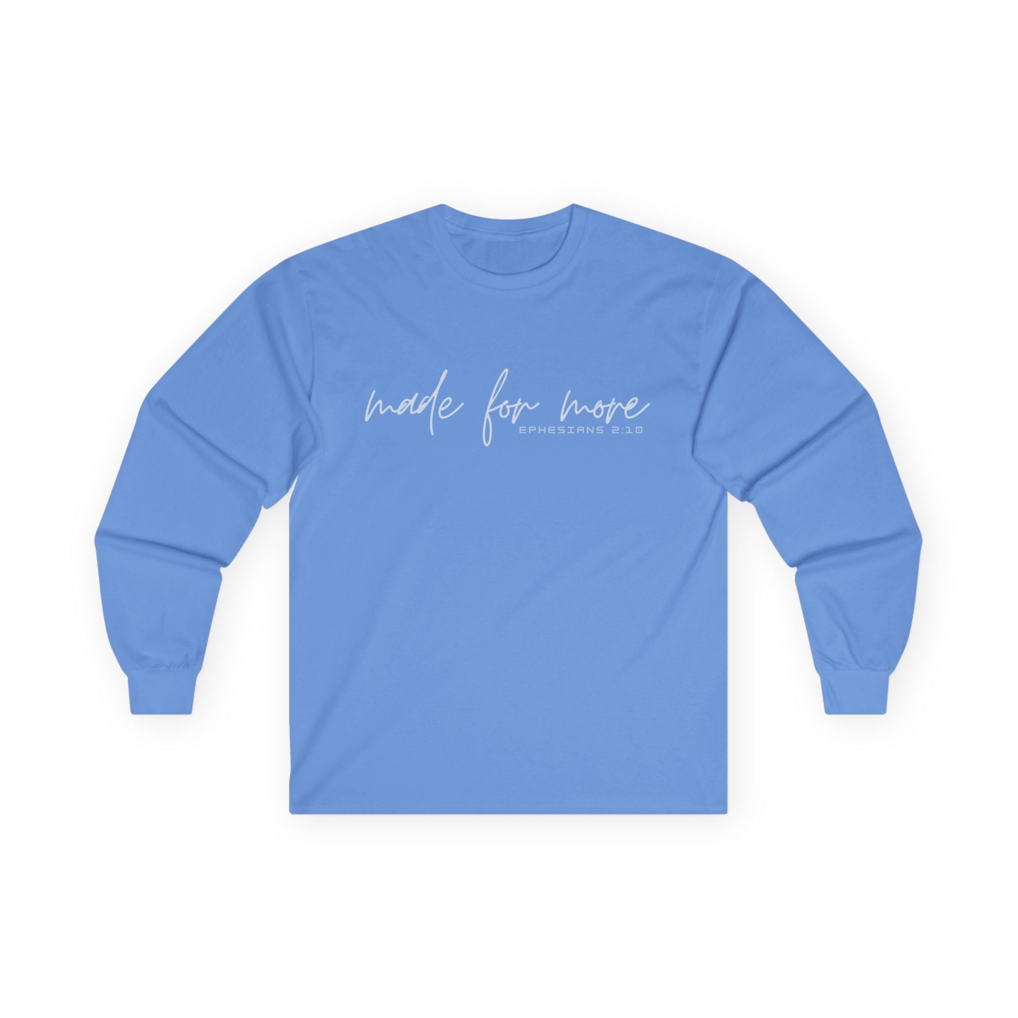 Long Sleeve Christian Tee — 'Made For More' Minimalist Script Shirt