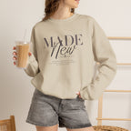 Minimalist Crewneck Sweatshirt "Made New" Pullover, Inspirational Christian Clothing, Aesthetic Daily Reminder Sweatshirt