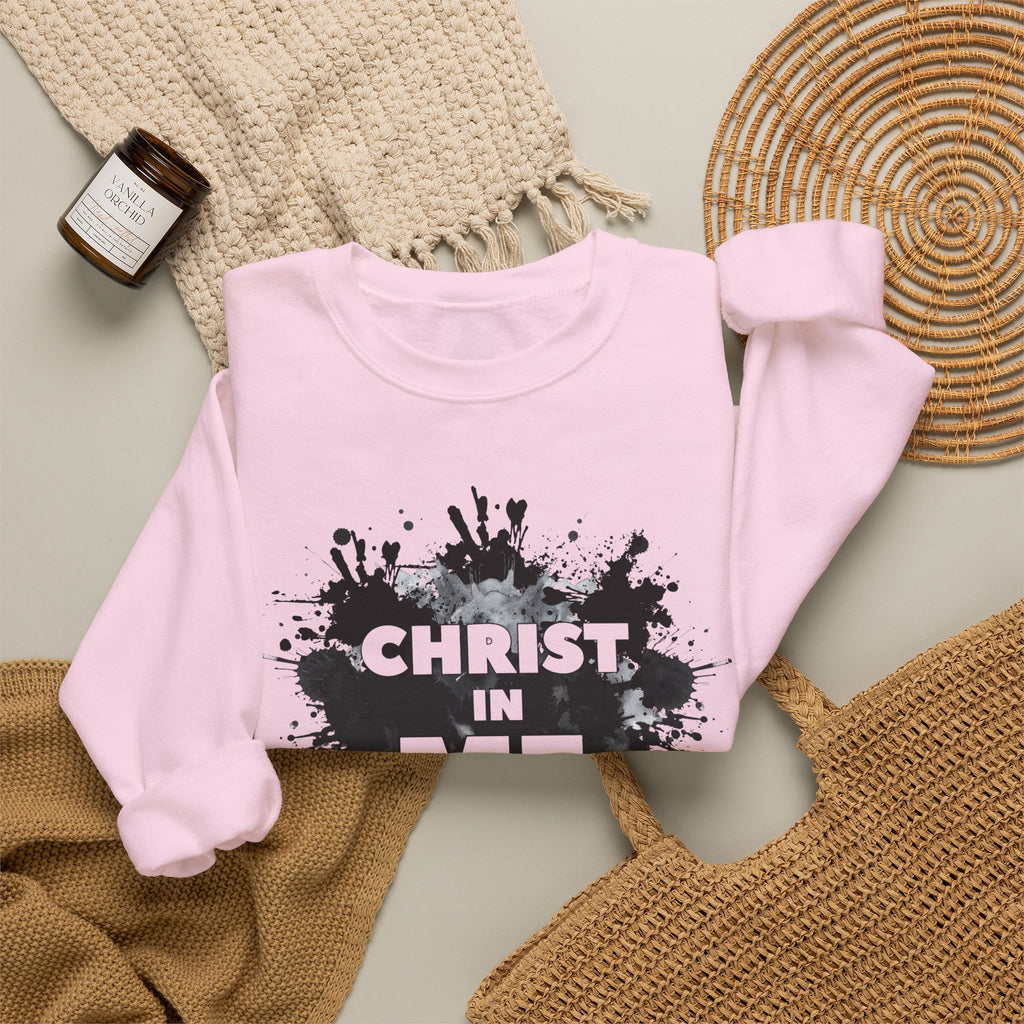 Christian Crewneck Sweatshirt "Christ in Me" Pullover, Galatians 2:20 Apparel, Inspirational Religious Graphic Sweatshirt