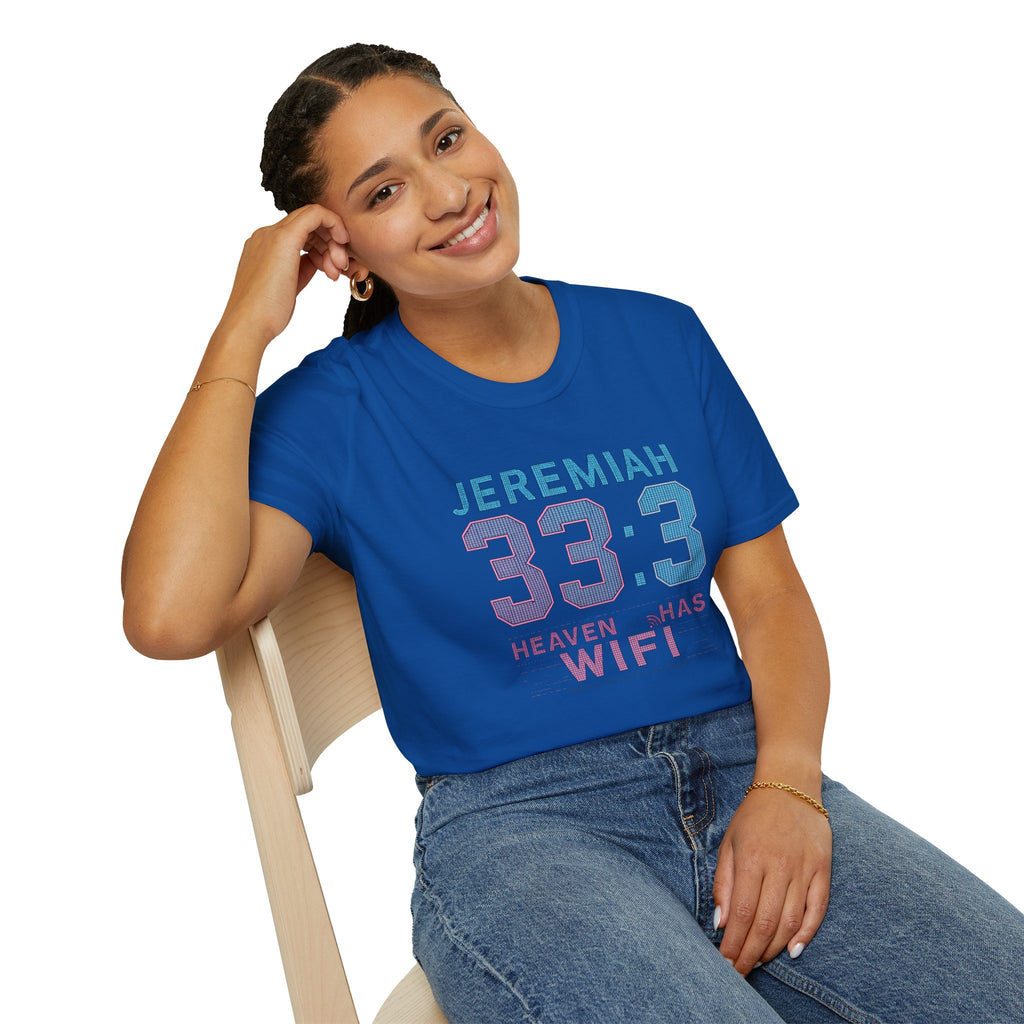 T‑Shirt — Jeremiah 33:3 'Heaven Has WiFi' Inspirational Christian Tee