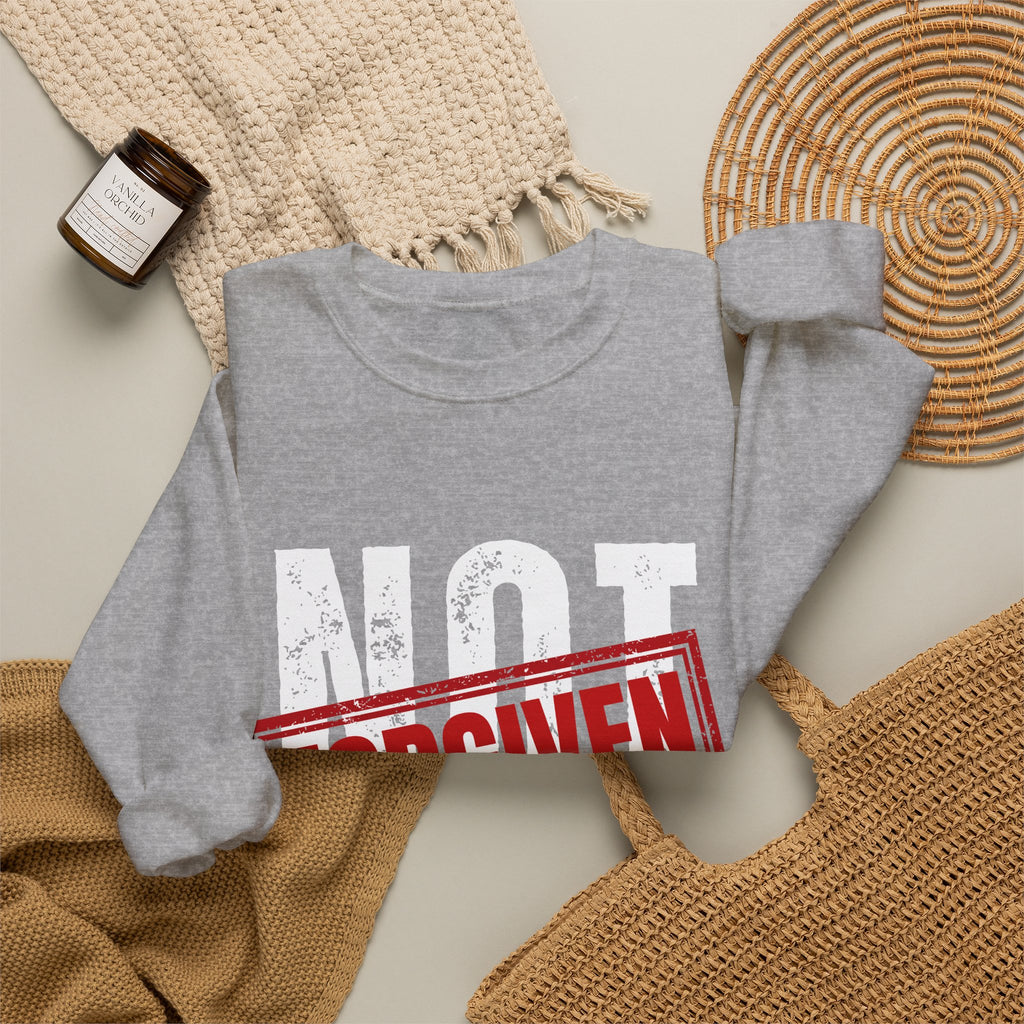 Christian Crewneck Sweatshirt — "Not Perfect, Forgiven" (Romans 5:8)