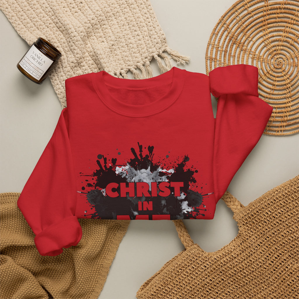 Christian Crewneck Sweatshirt "Christ in Me" Pullover, Galatians 2:20 Apparel, Inspirational Religious Graphic Sweatshirt