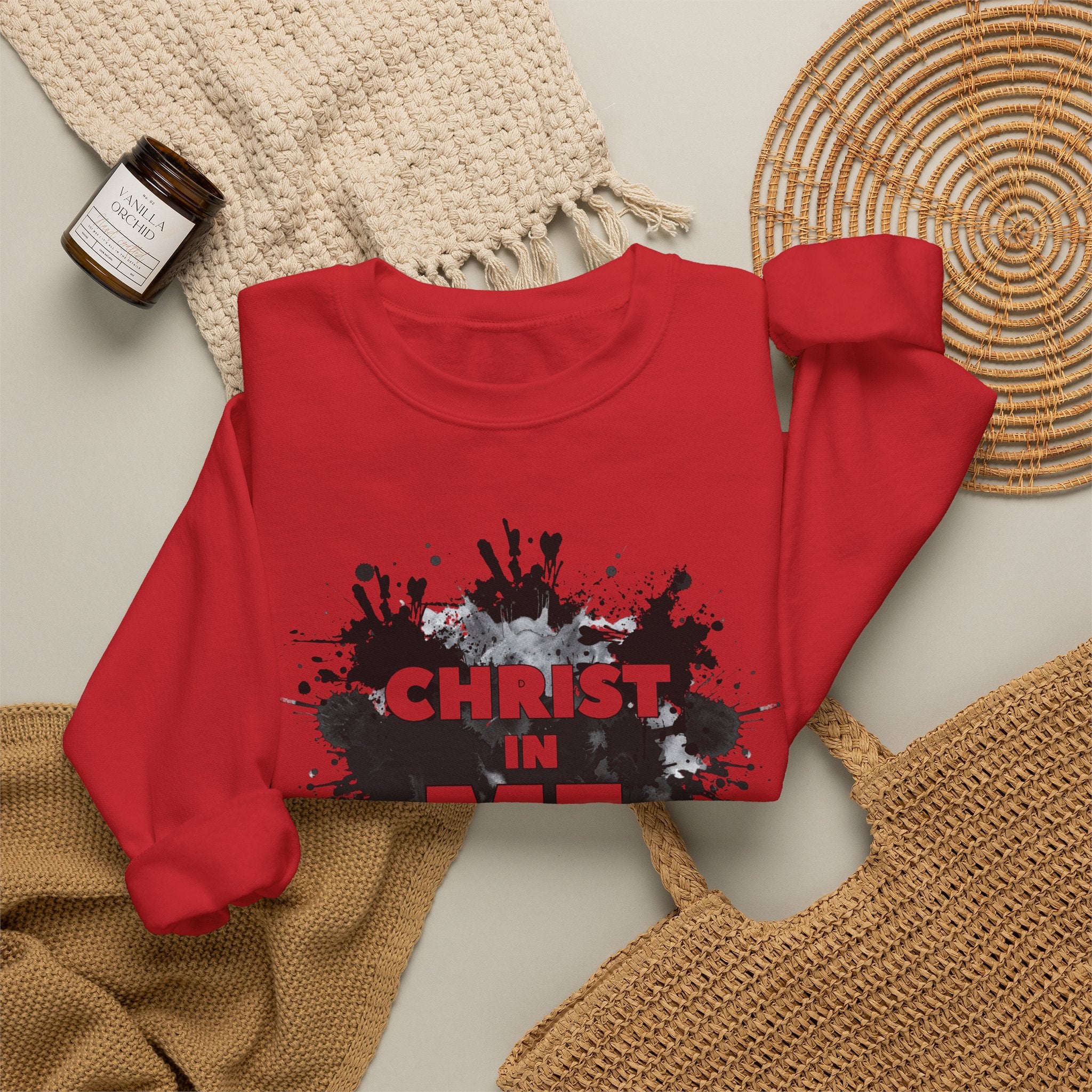 Christian Crewneck Sweatshirt "Christ in Me" Pullover, Galatians 2:20 Apparel, Inspirational Religious Graphic Sweatshirt