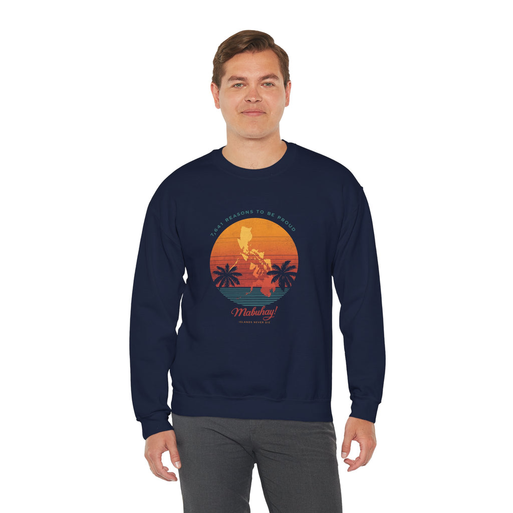 Filipino Crewneck Sweatshirt "Proud to Be Pinoy" Retro Sunset Pullover, Philippines Pride Apparel, Heritage Graphic Sweatshirt