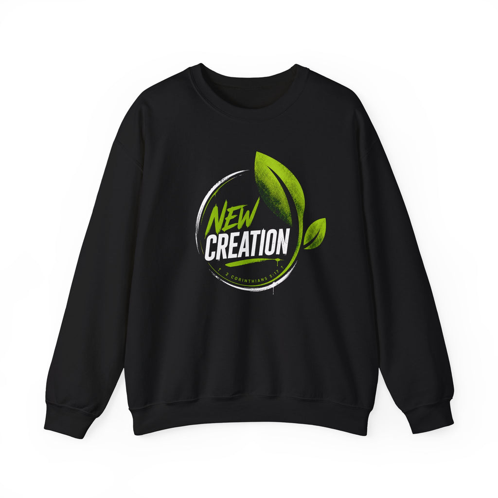 New Creation Sweatshirt – Christian Faith Green Leaf Crewneck