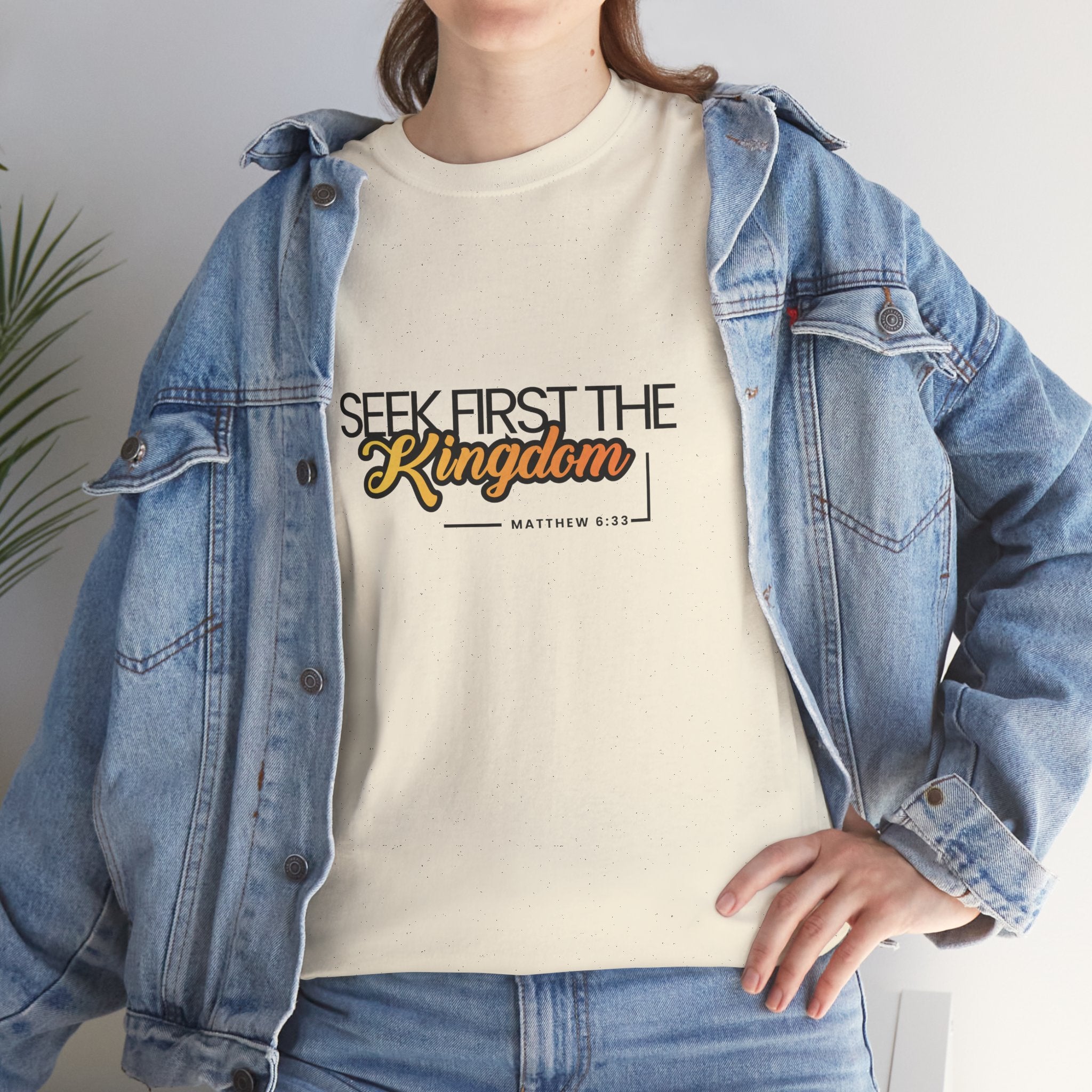 Seek First the Kingdom Tee — Christian Faith Graphic T-Shirt (Matthew 6:33)