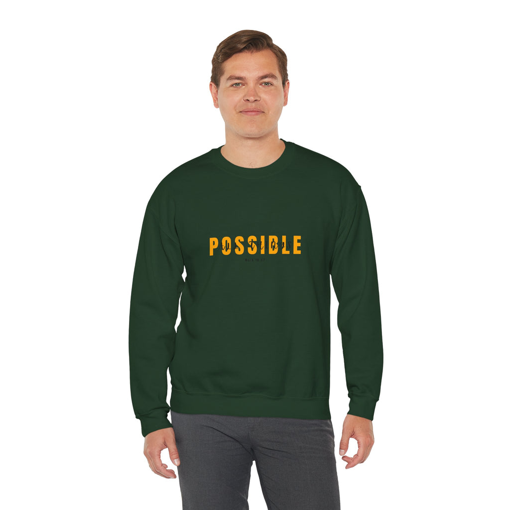 Christian Crewneck Sweatshirt "All Things Possible" Pullover, Inspirational Scripture Apparel, Faith Typography Graphic Sweatshirt