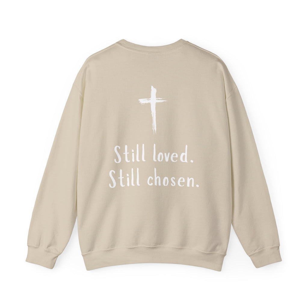Christian Crewneck Sweatshirt — "Not Perfect, Forgiven" (Romans 5:8)