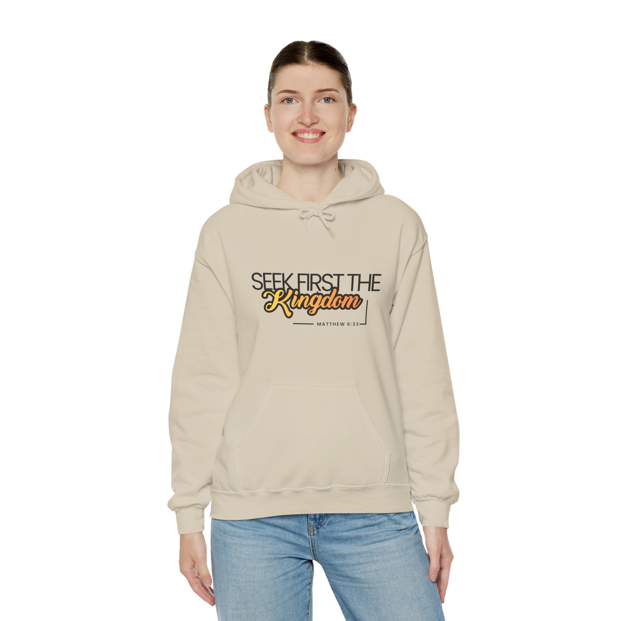 Seek First the Kingdom Hoodie – Christian Faith Scripture Sweatshirt (Matthew 6:33)