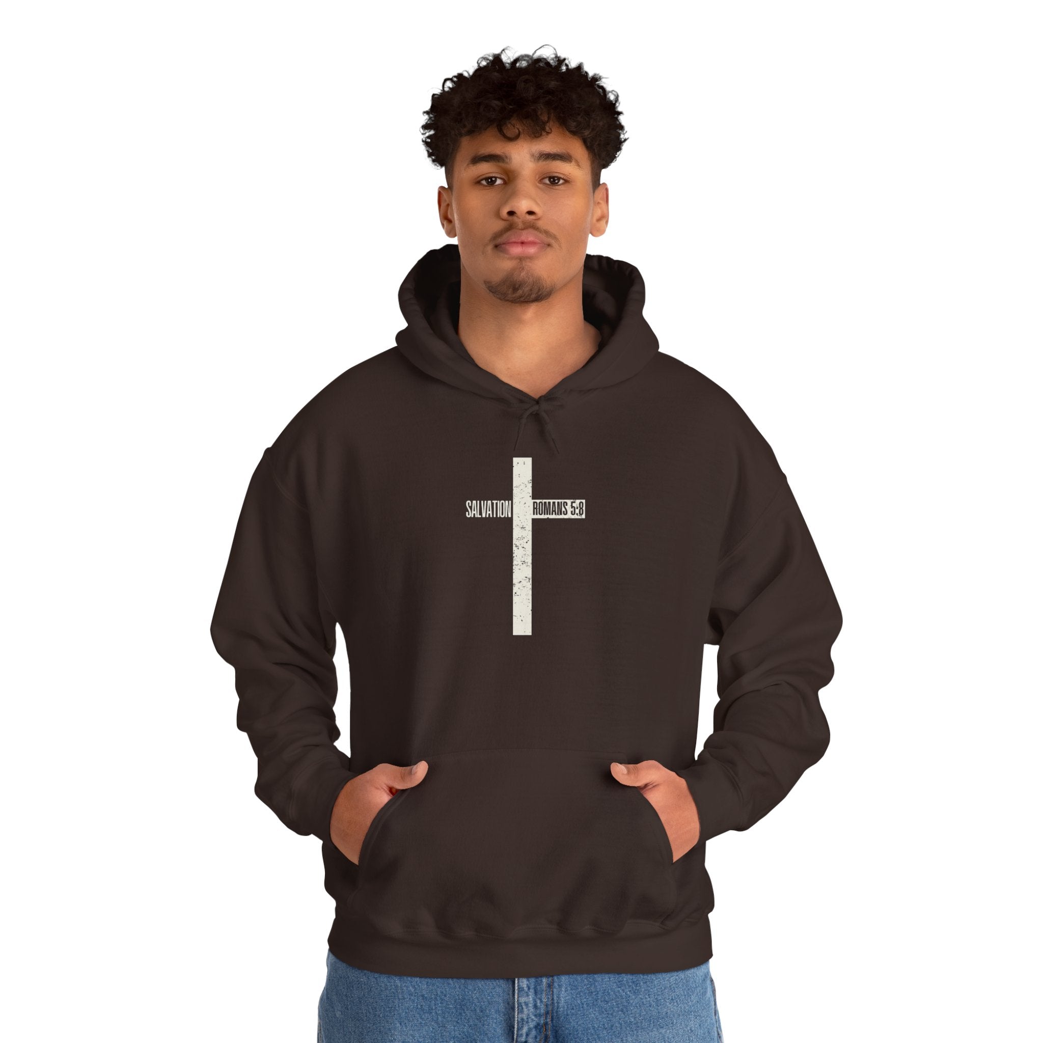 Christian Cross Salvation Hoodie – "Saved By Grace" Faith Graphic Pullover