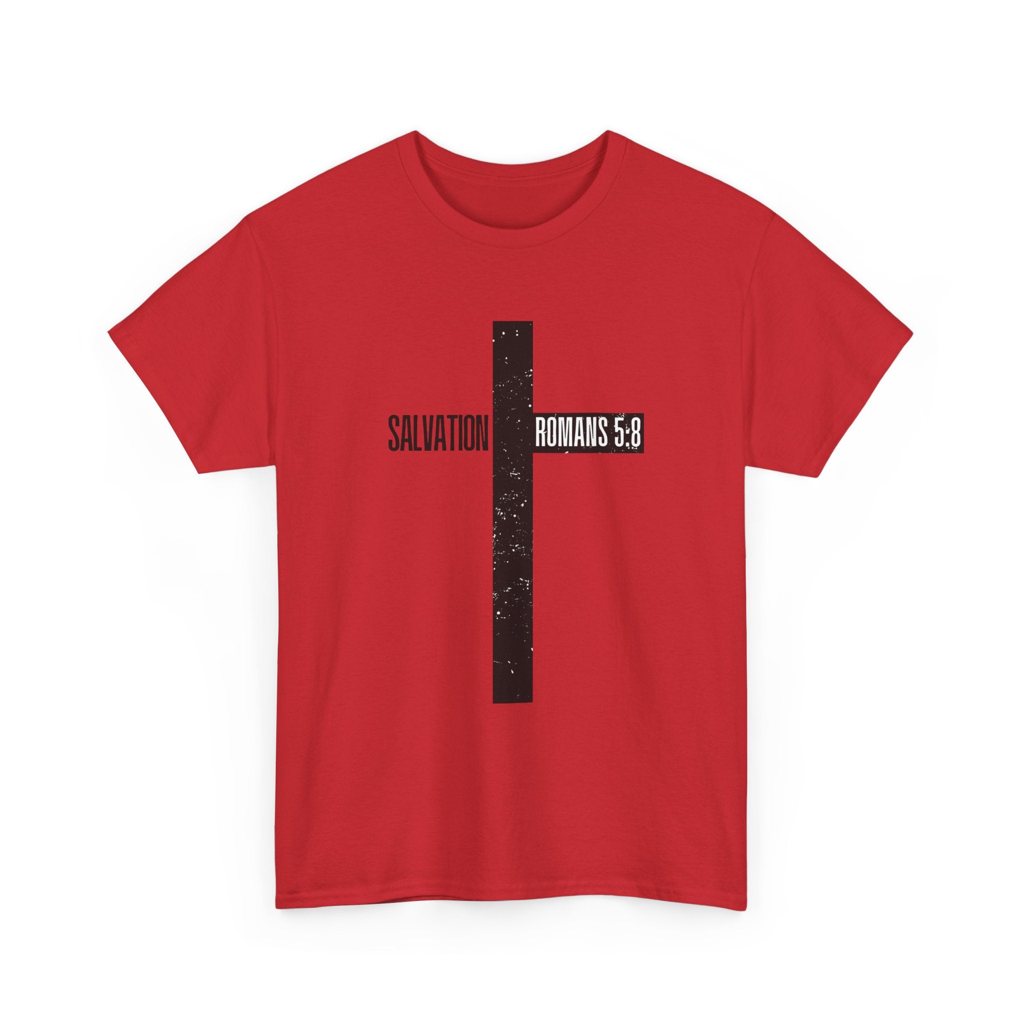 Christian Cross T-Shirt — "Salvation Romans 5:8" Faith Tee