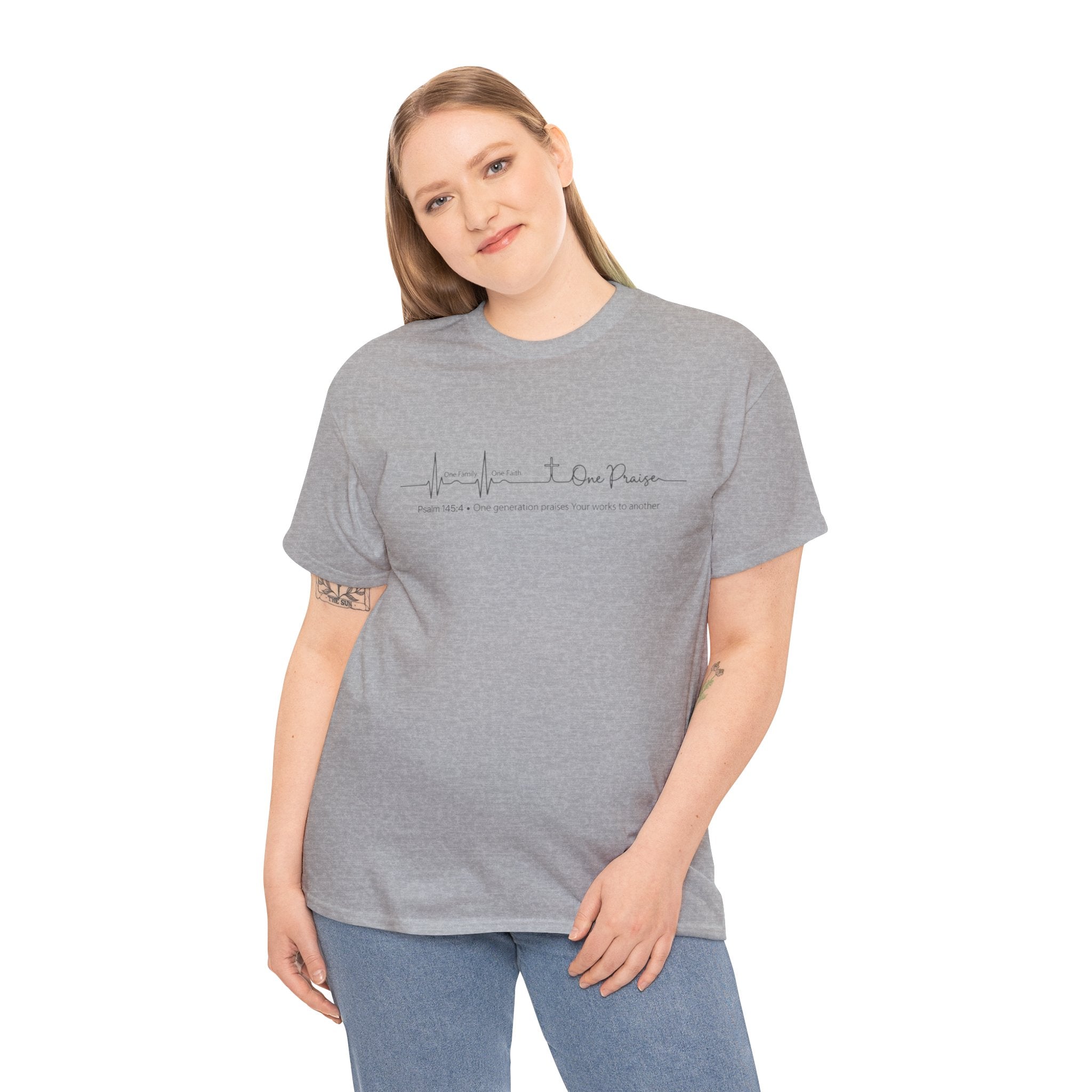 Faith Heartbeat T‑Shirt — I Surrender Script Christian Tee