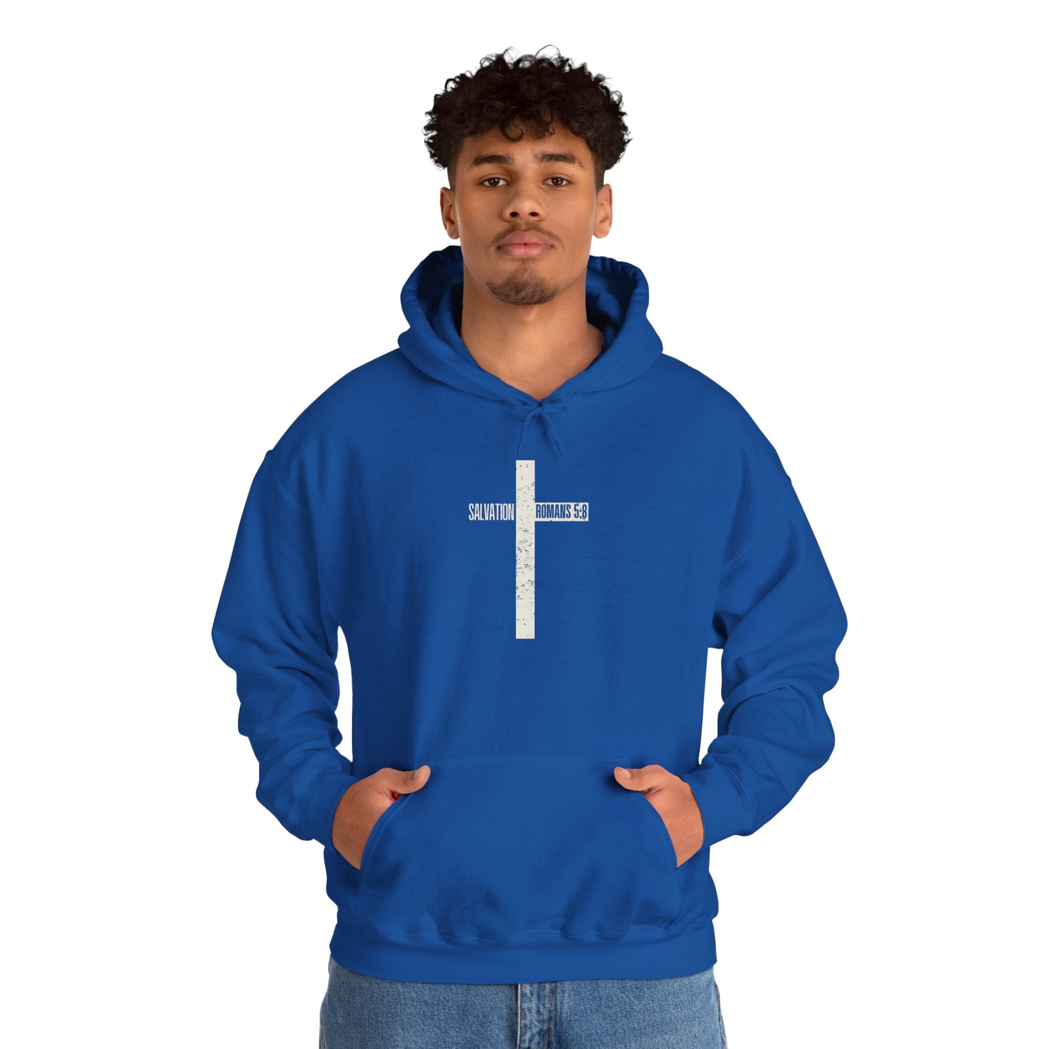 Christian Cross Salvation Hoodie – "Saved By Grace" Faith Graphic Pullover