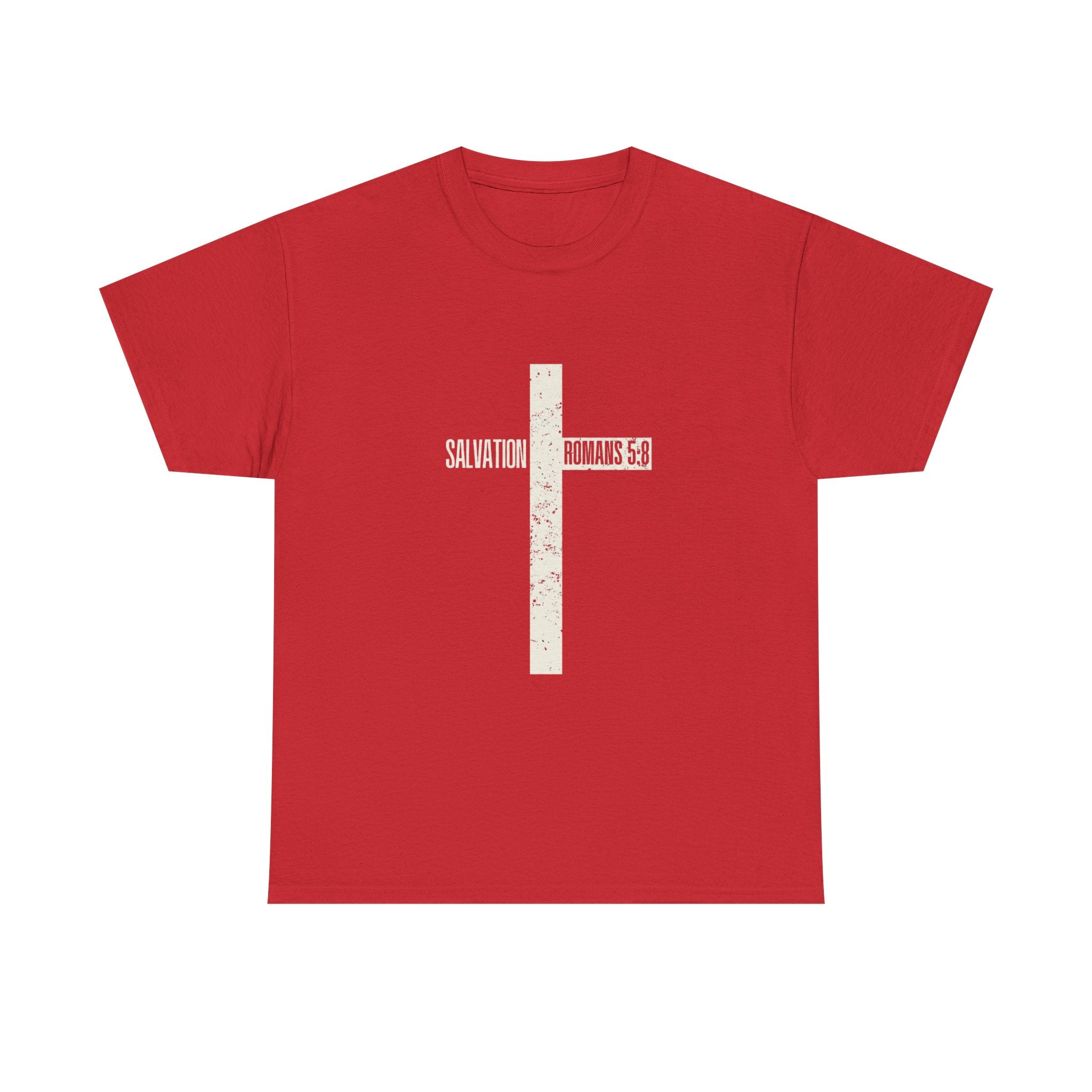 Christian Cross T-Shirt — "Salvation Romans 5:8" Faith Tee