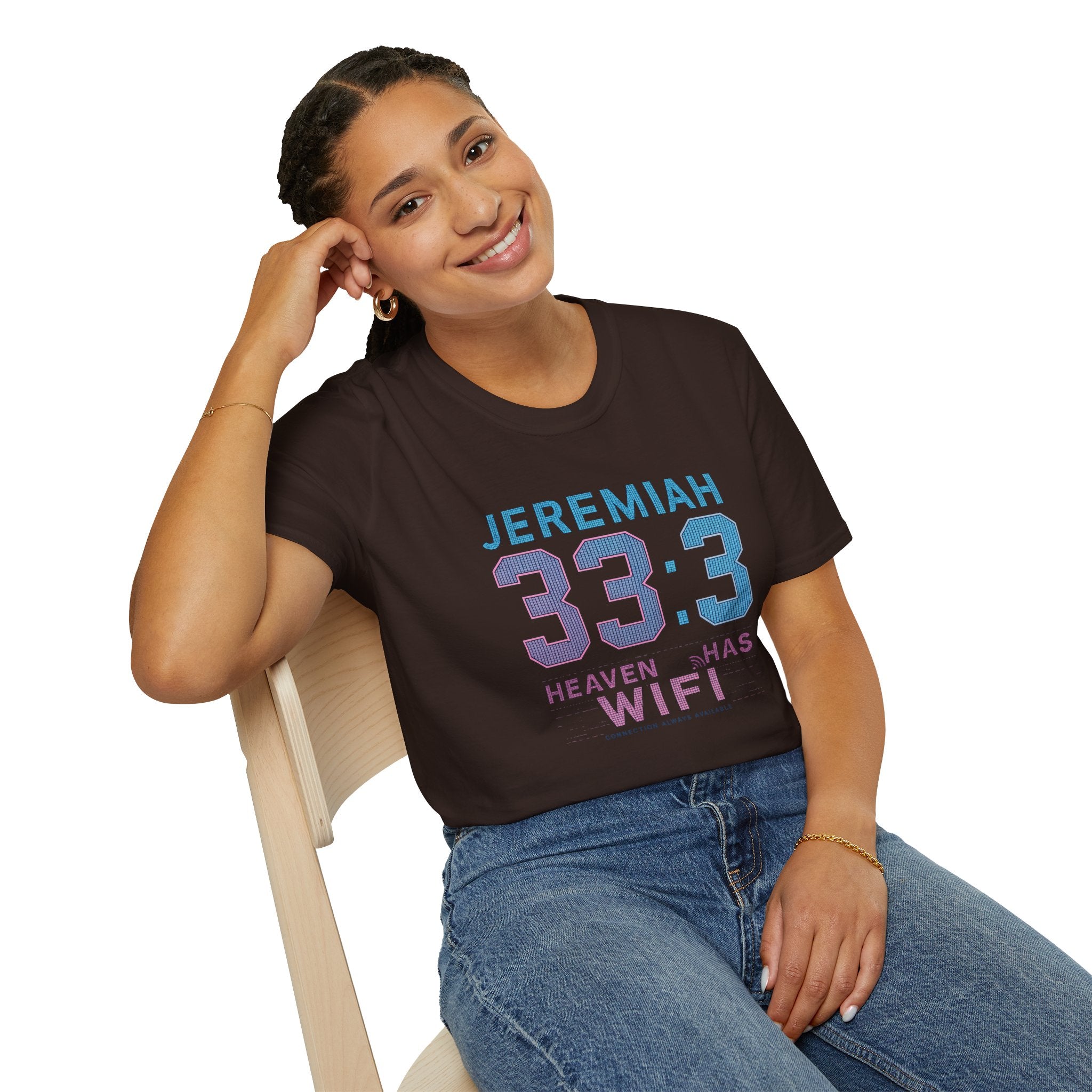 T‑Shirt — Jeremiah 33:3 'Heaven Has WiFi' Inspirational Christian Tee